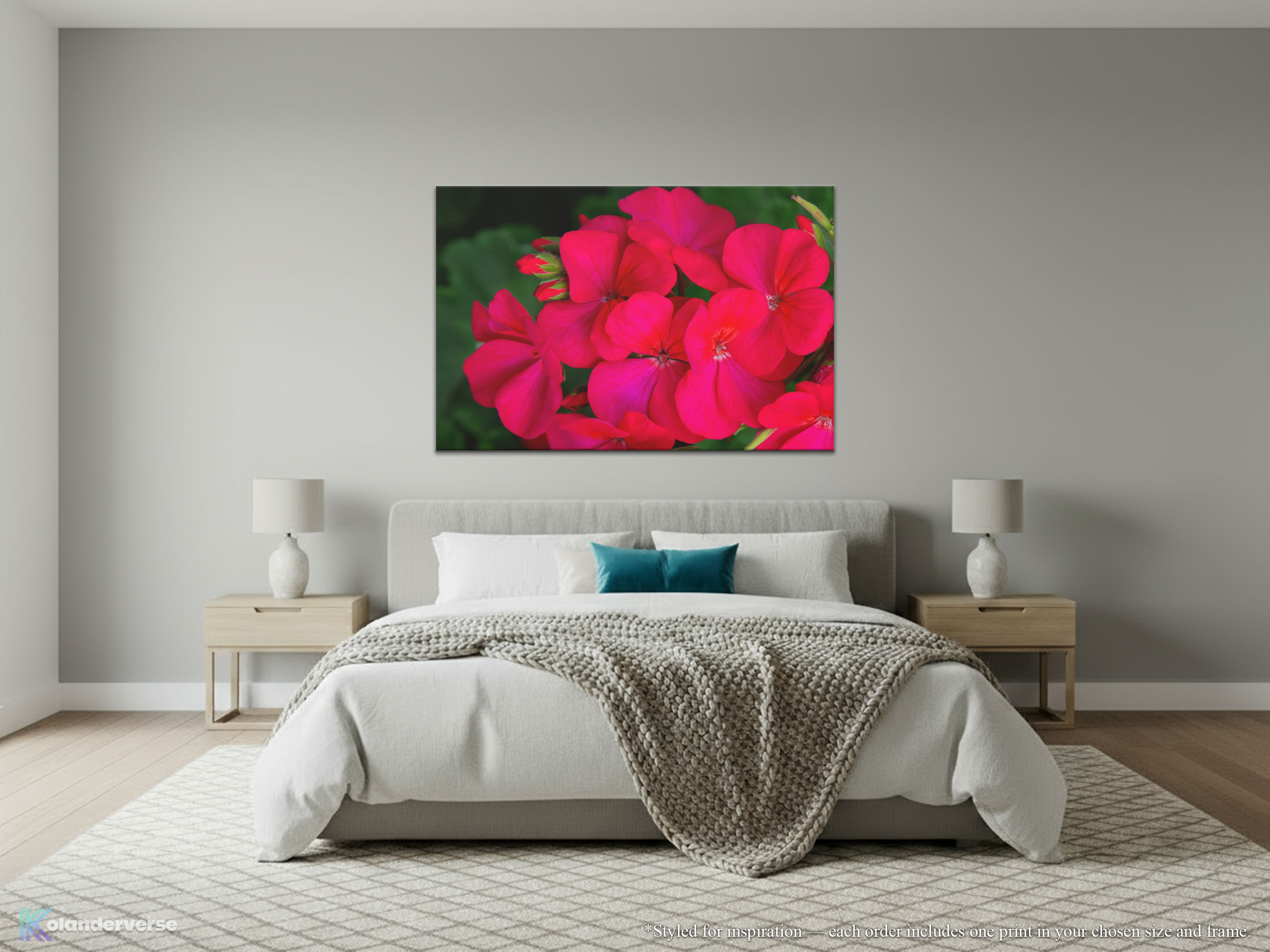 Bright Pink Geranium Flowers - Canvas Print - Close Up Floral Art #77 product thumbnail image