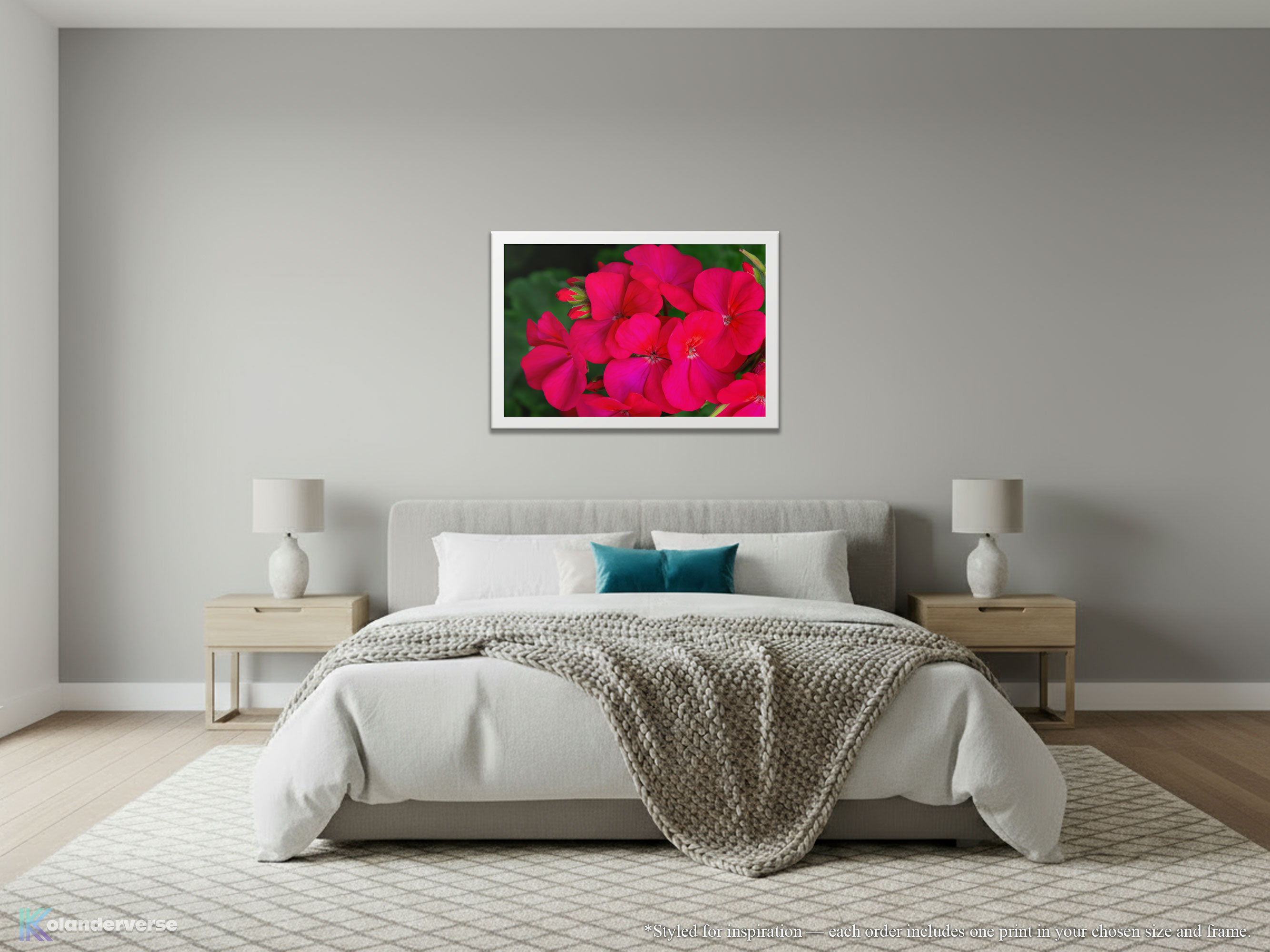 Bright Pink Geranium Flowers - Framed Print - Close Up Floral Art #77 Bright Pink Geranium Flowers - Framed Print - Close Up Floral Art #77