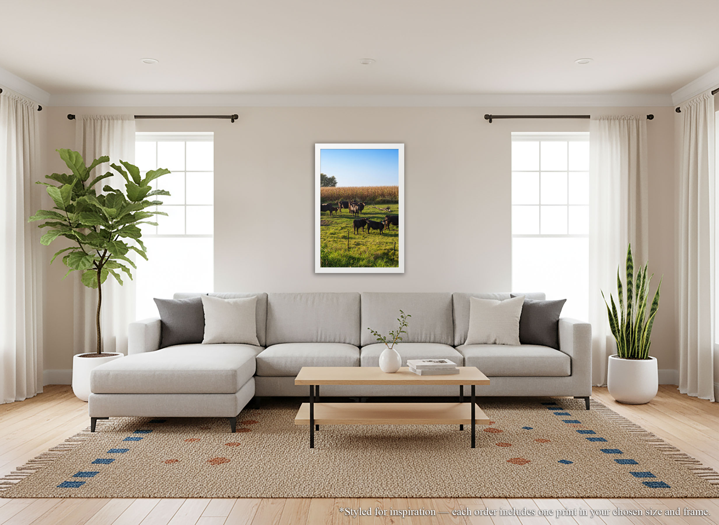 Black Angus Cattle in Green Pasture - Framed Print - Rural Country Farm Cornfield Landscape Wall Art #79 product thumbnail image Black Angus Cattle in Green Pasture - Framed Print - Rural Country Farm Cornfield Landscape Wall Art #79 product thumbnail image