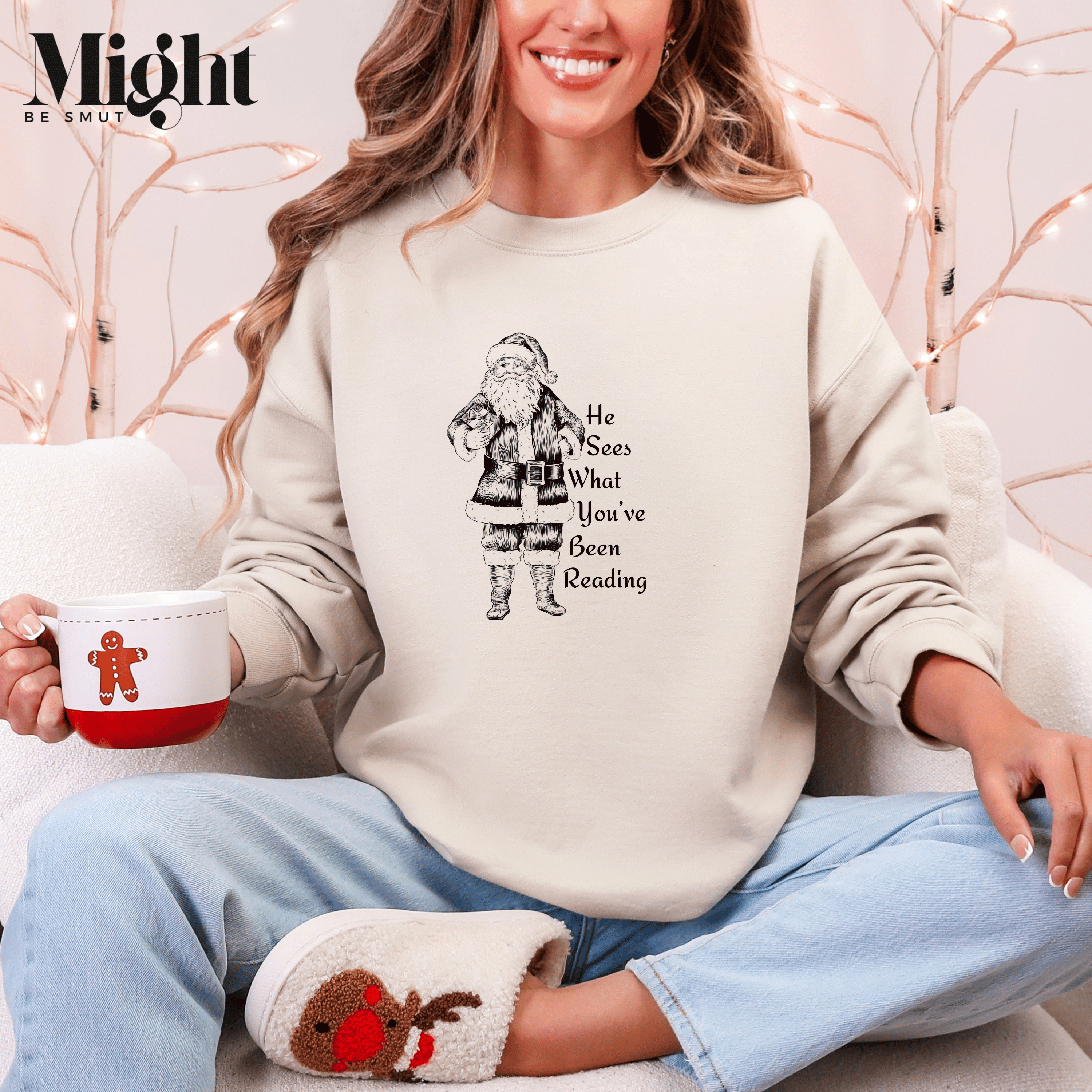 Santa Knows What You've Been Reading Vintage Santa Booktok Crewneck Sweatshirt product thumbnail image Santa Knows What You've Been Reading Vintage Santa Booktok Crewneck Sweatshirt product thumbnail image