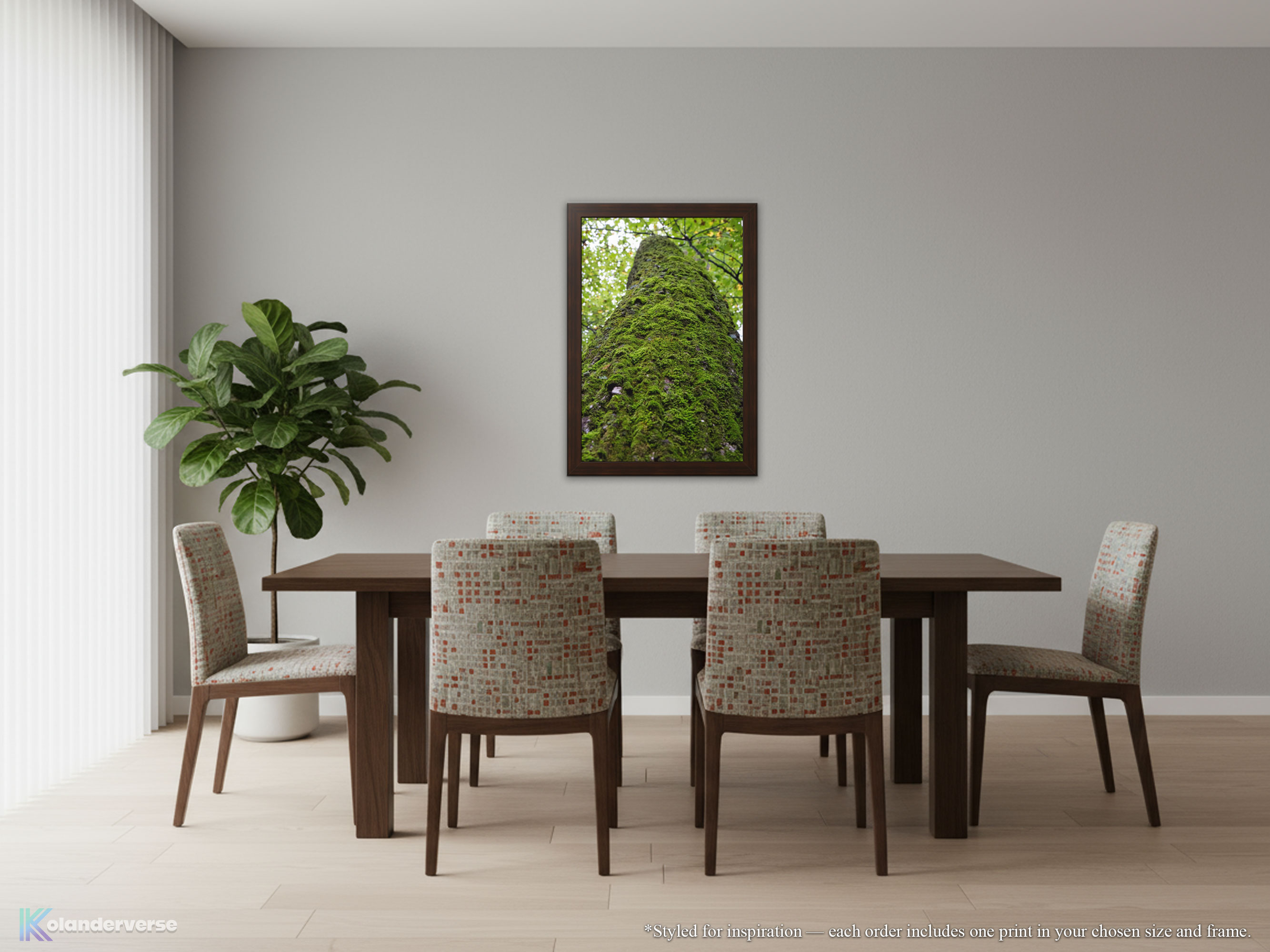 Moss Covered Tree Trunk in Forest – Framed Print - Rustic Woodland Wall Art Decor, Green Mossy Texture in Nature #26 product thumbnail image