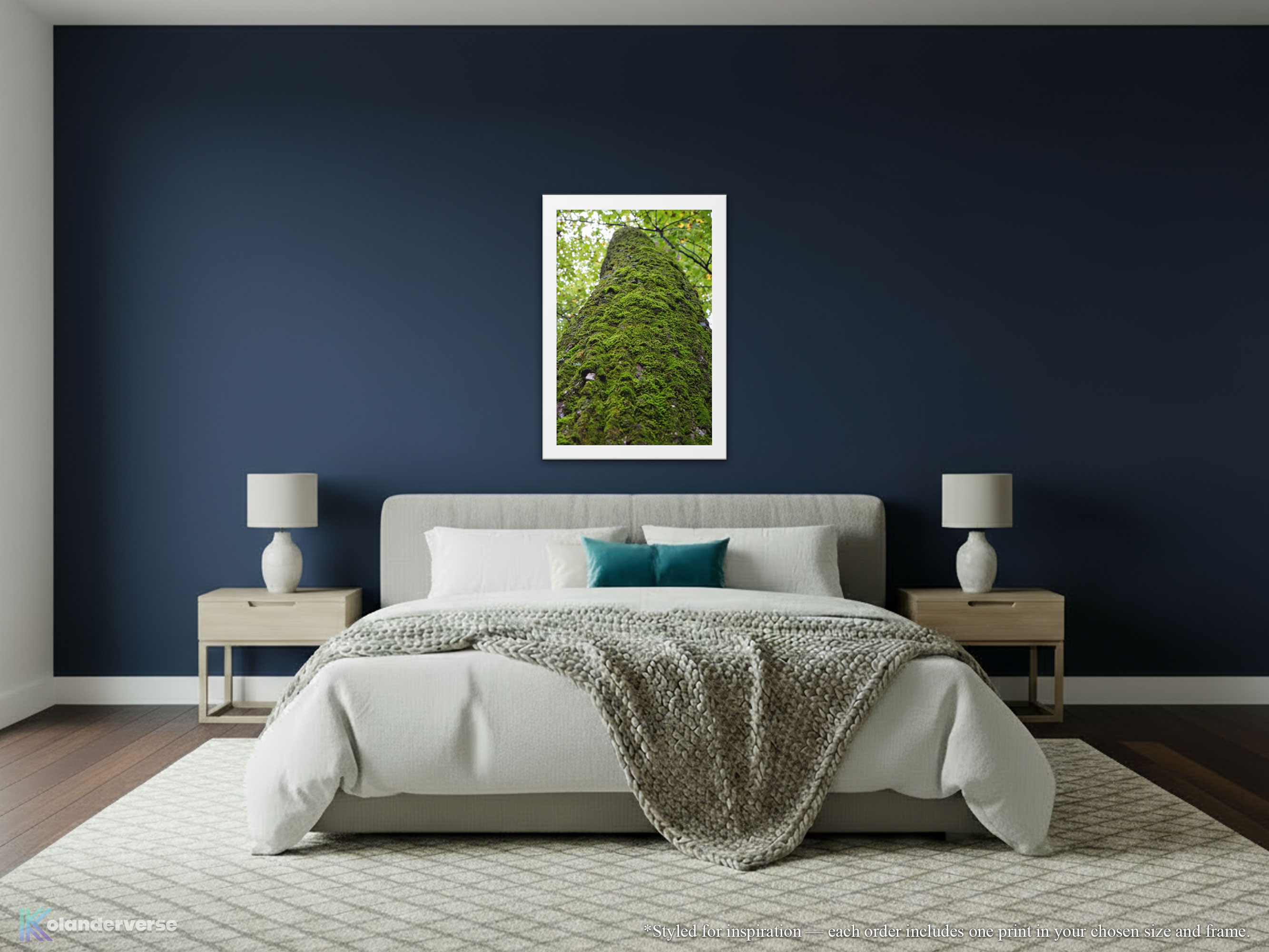 Moss Covered Tree Trunk in Forest – Framed Print - Rustic Woodland Wall Art Decor, Green Mossy Texture in Nature #26 product thumbnail image