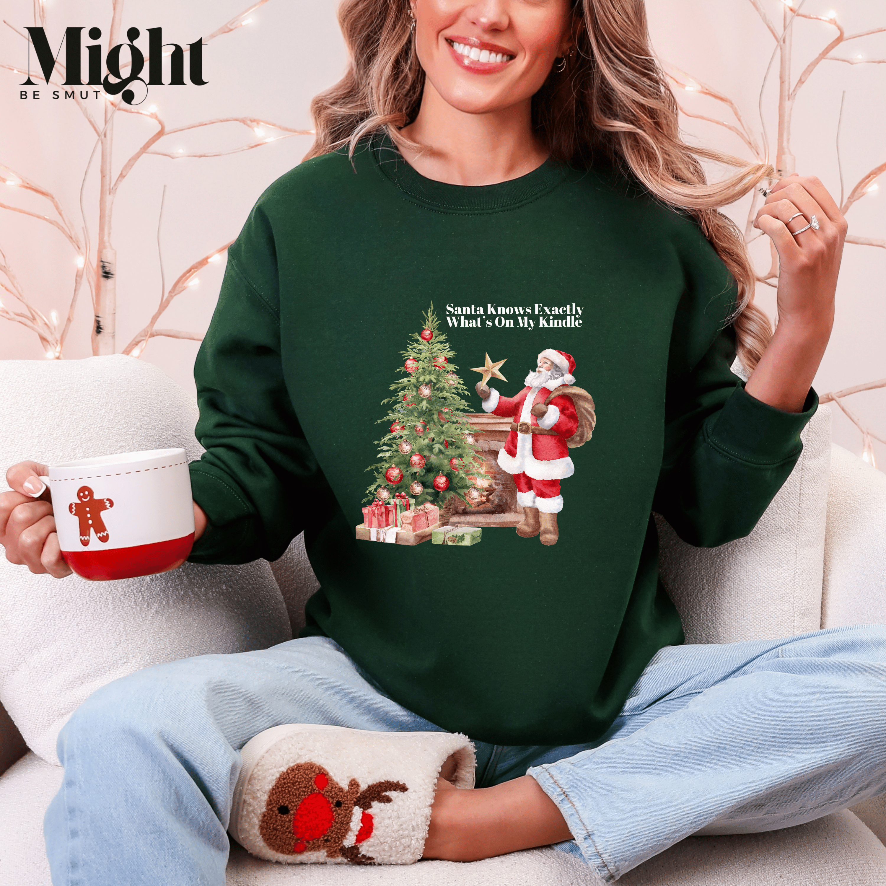 Santa Knows Exactly What’s On My Kindle Booktok Crewneck Sweatshirt product thumbnail image Santa Knows Exactly What’s On My Kindle Booktok Crewneck Sweatshirt product thumbnail image