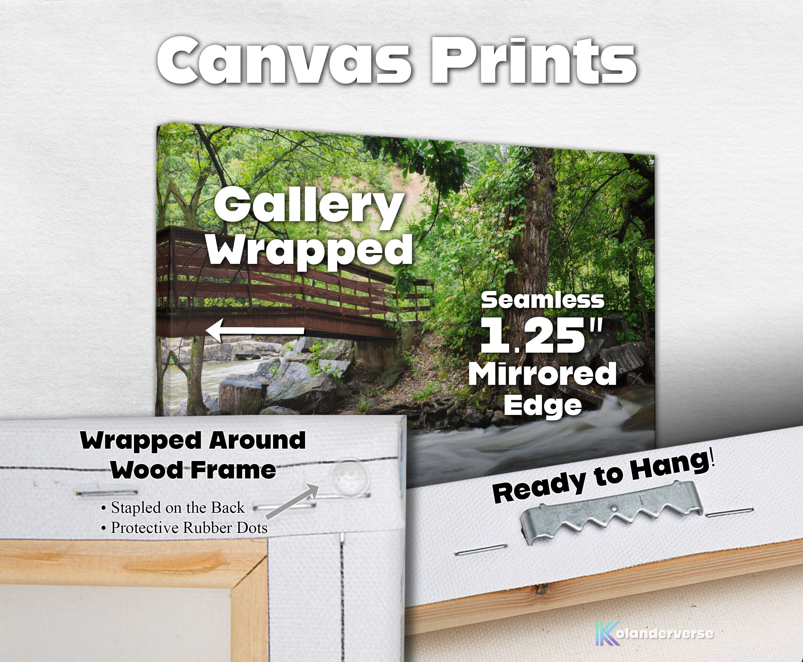 Rustic Bridge River Print – Canvas Print - Flowing Waterfall Photography, Nature Woodland Stream Landscape Wall Art #28 product thumbnail image