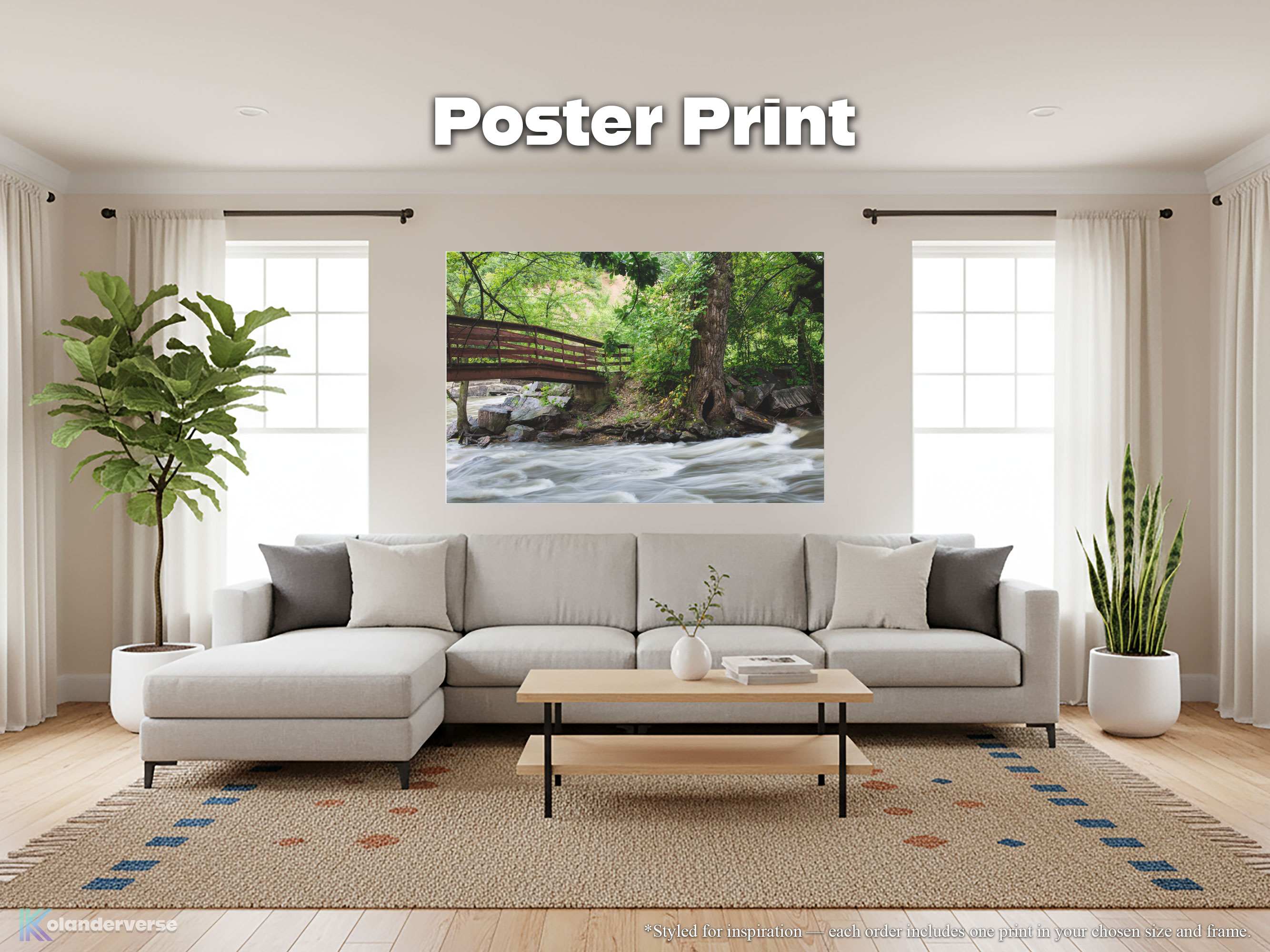 Rustic Bridge River – Giclée Poster Print - Flowing Waterfall Photography, Nature Woodland Stream Landscape Wall Art #28 Rustic Bridge River – Giclée Poster Print - Flowing Waterfall Photography, Nature Woodland Stream Landscape Wall Art #28