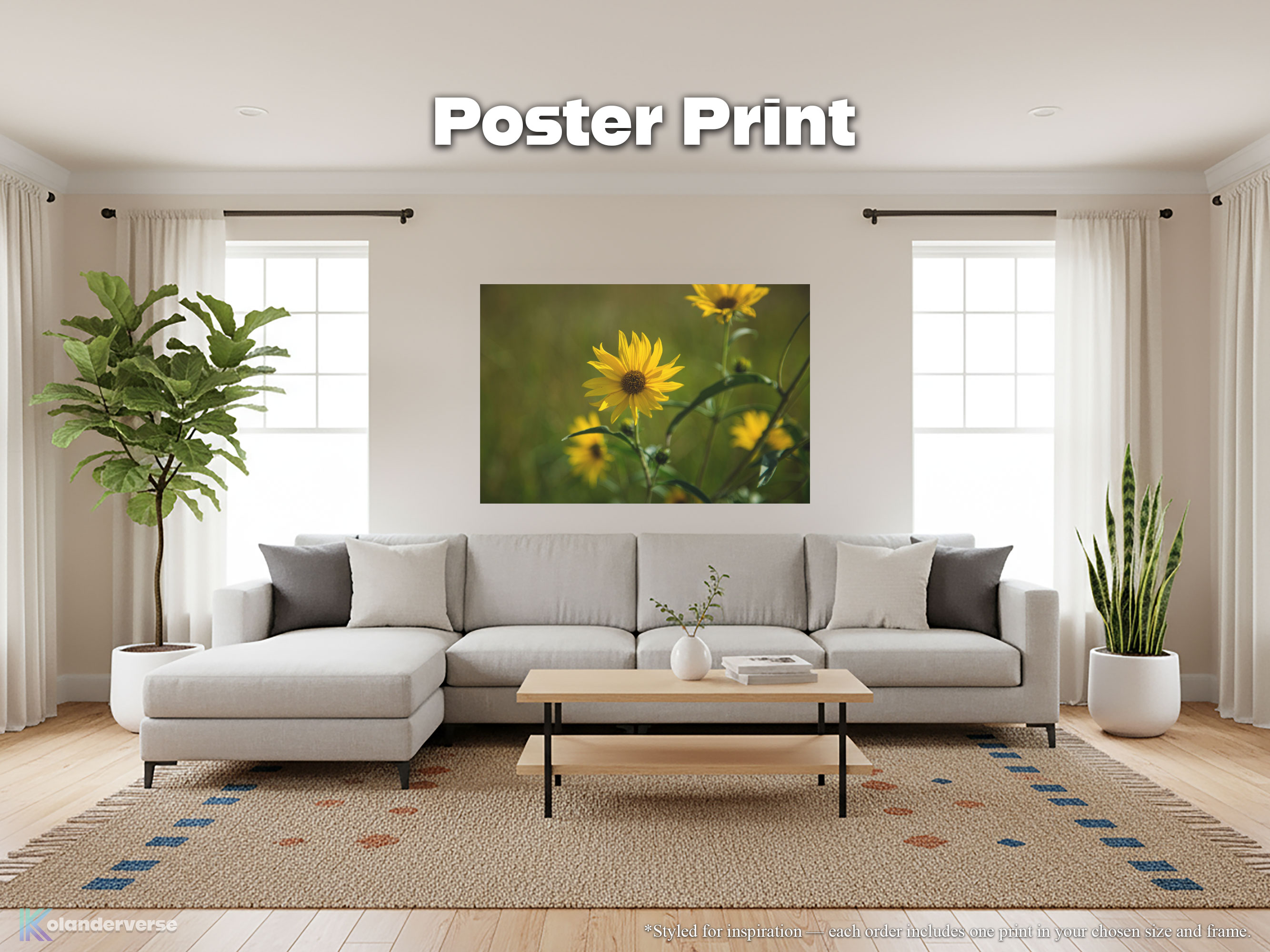 Wild Sunflower - Giclée Poster Print – Yellow Prairie Flower Photography, Bright Floral Wall Art , Rustic Botanical Modern Décor #30