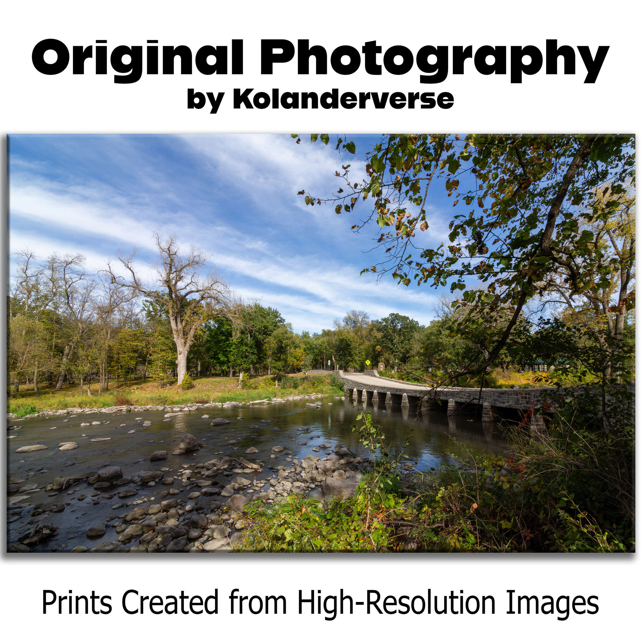 Rustic Stone Bridge River Landscape - Giclée Poster Print – Peaceful Nature Photography Wall Art, Woodland Stream Décor #31 product thumbnail image