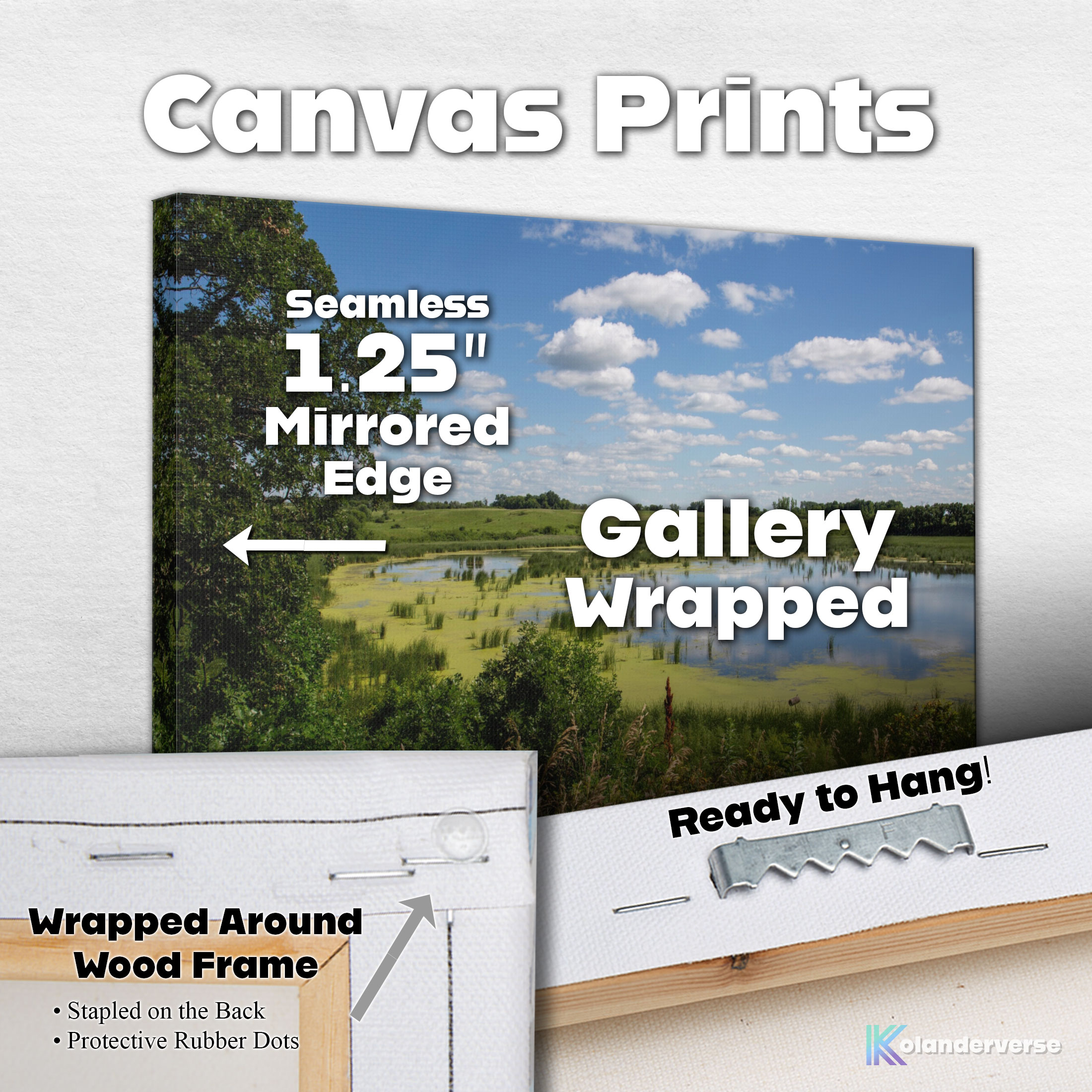 Marsh Slough Landscape - Canvas Print - Blue Sky Reflection with Reeds and Green Water Scene Photography #35 product thumbnail image Marsh Slough Landscape - Canvas Print - Blue Sky Reflection with Reeds and Green Water Scene Photography #35 product thumbnail image