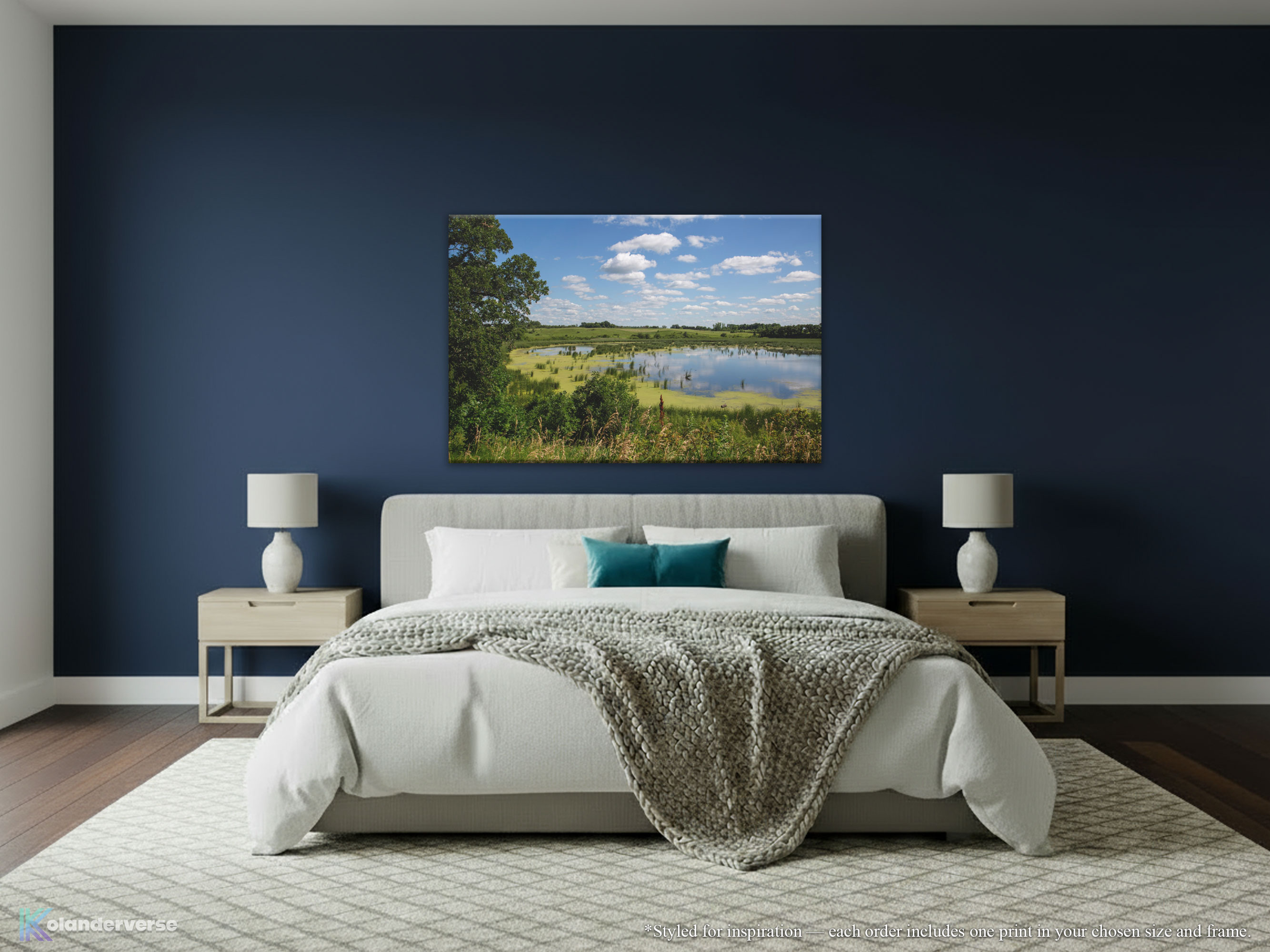 Marsh Slough Landscape - Canvas Print - Blue Sky Reflection with Reeds and Green Water Scene Photography #35 product thumbnail image Marsh Slough Landscape - Canvas Print - Blue Sky Reflection with Reeds and Green Water Scene Photography #35 product thumbnail image