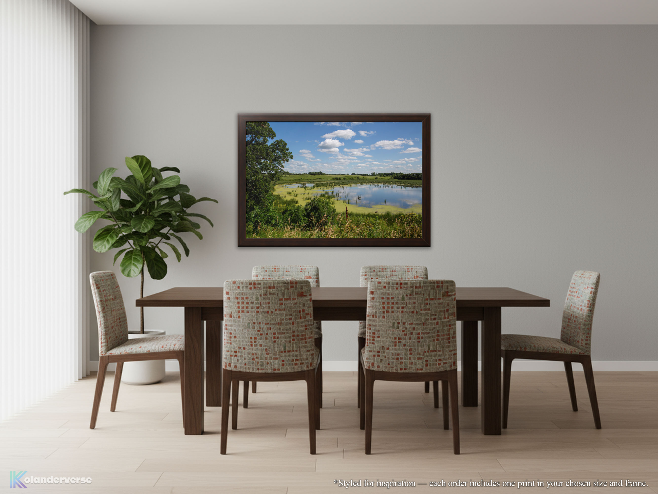 Marsh Slough Landscape - Framed Print - Blue Sky Reflection with Reeds and Green Water Scene Photography #35 product thumbnail image