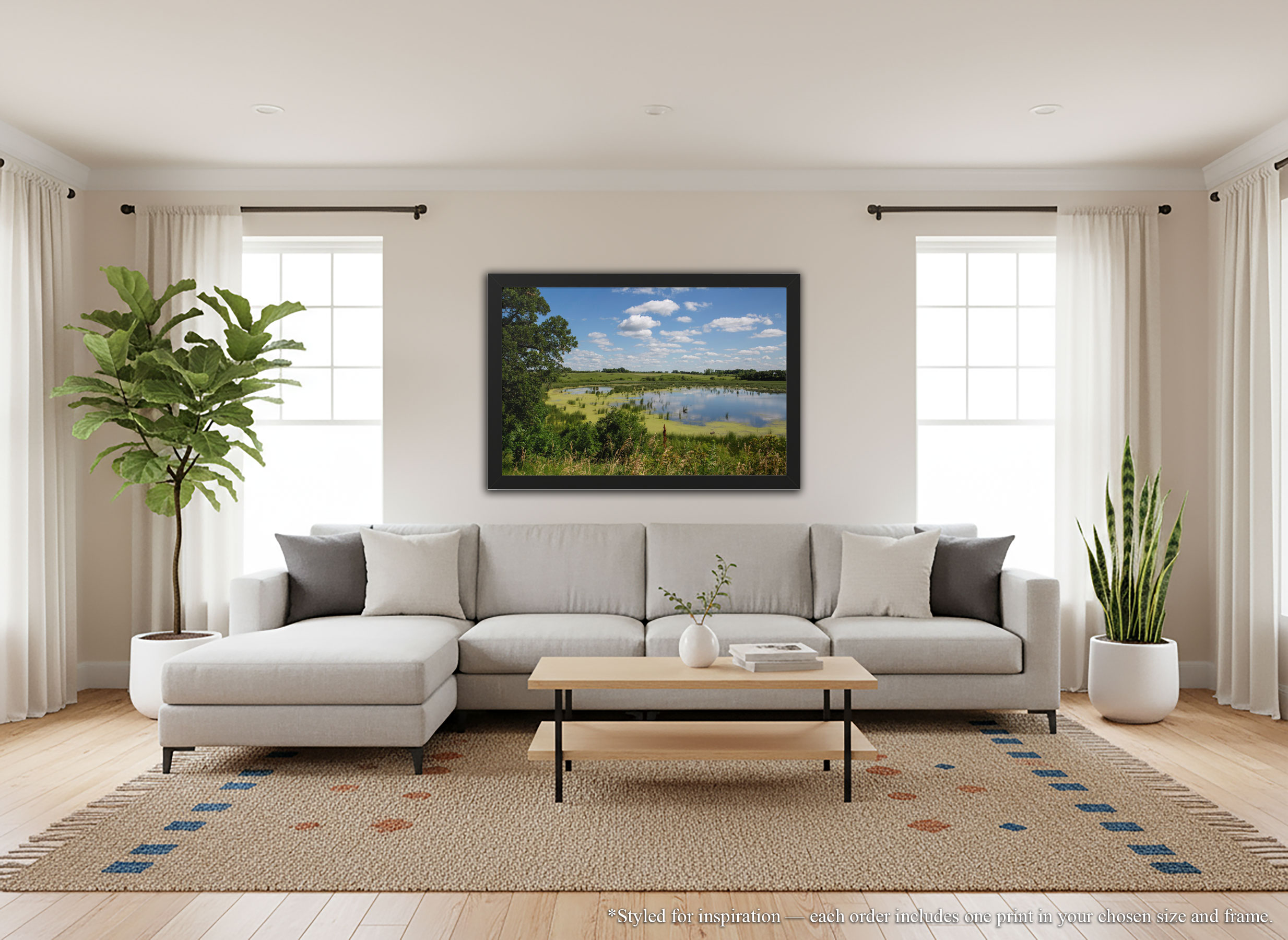 Marsh Slough Landscape - Framed Print - Blue Sky Reflection with Reeds and Green Water Scene Photography #35 product thumbnail image Marsh Slough Landscape - Framed Print - Blue Sky Reflection with Reeds and Green Water Scene Photography #35 product thumbnail image