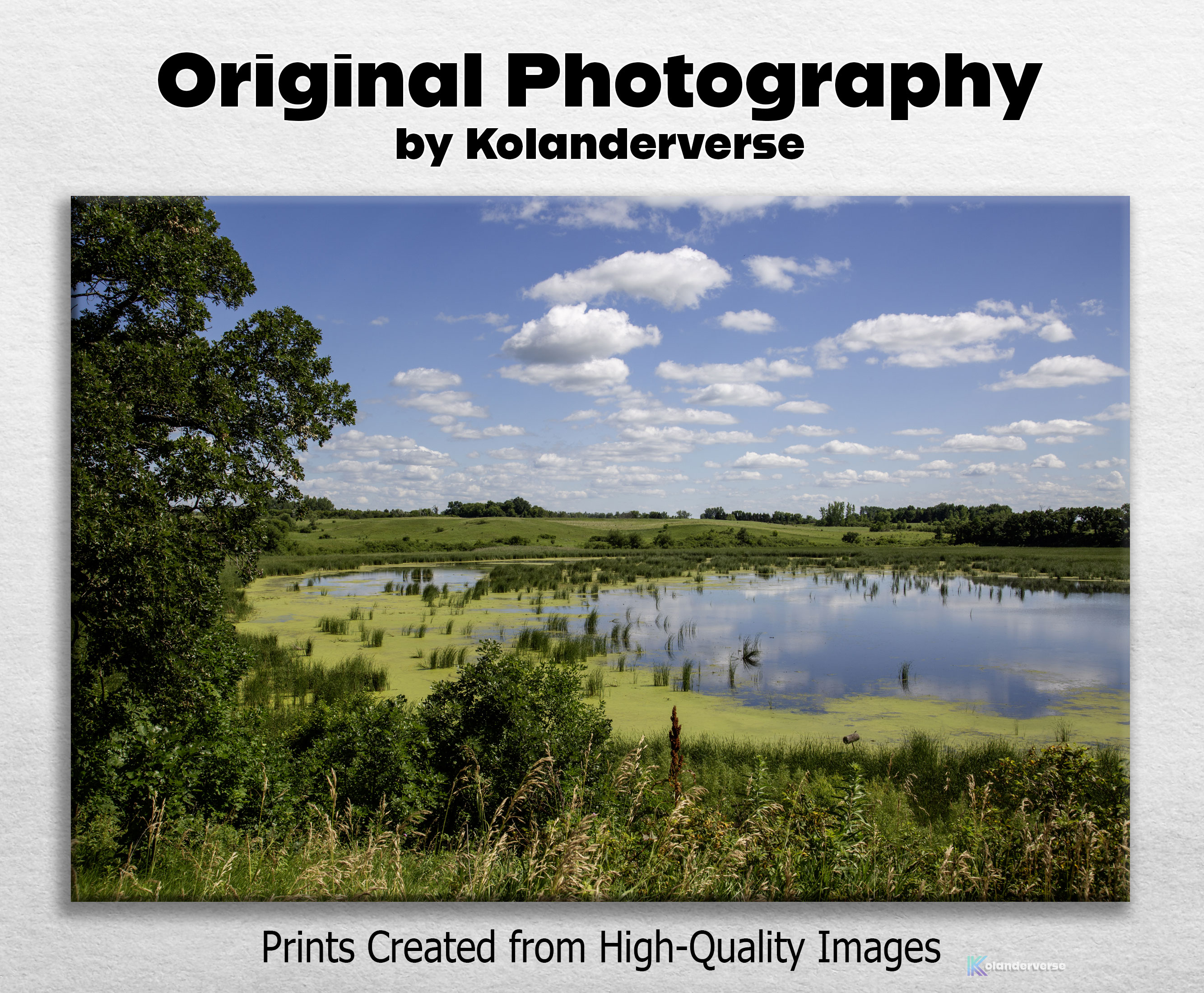 Marsh Slough Landscape - Framed Print - Blue Sky Reflection with Reeds and Green Water Scene Photography #35 product thumbnail image Marsh Slough Landscape - Framed Print - Blue Sky Reflection with Reeds and Green Water Scene Photography #35 product thumbnail image