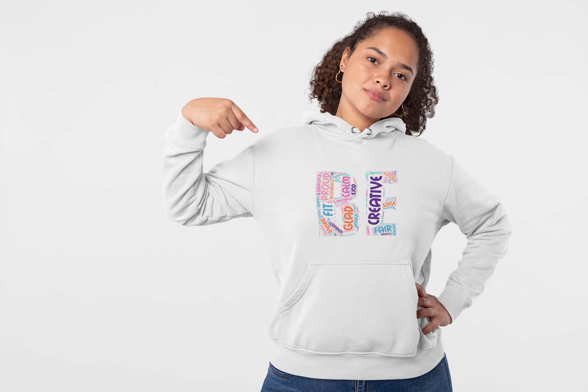 BE Creative Word Art Hoodie — Colorful 'Creative' Typography Pullover product thumbnail image BE Creative Word Art Hoodie — Colorful 'Creative' Typography Pullover product thumbnail image