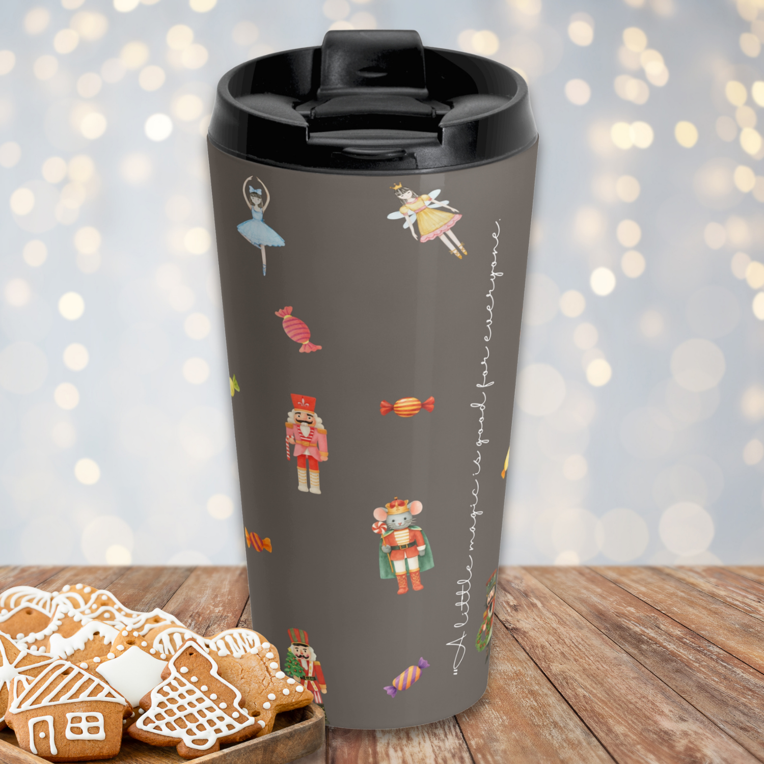 Nutcracker Ballet Stainless Steel Travel Mug - Holiday Sophisticated and Cheerful product thumbnail image