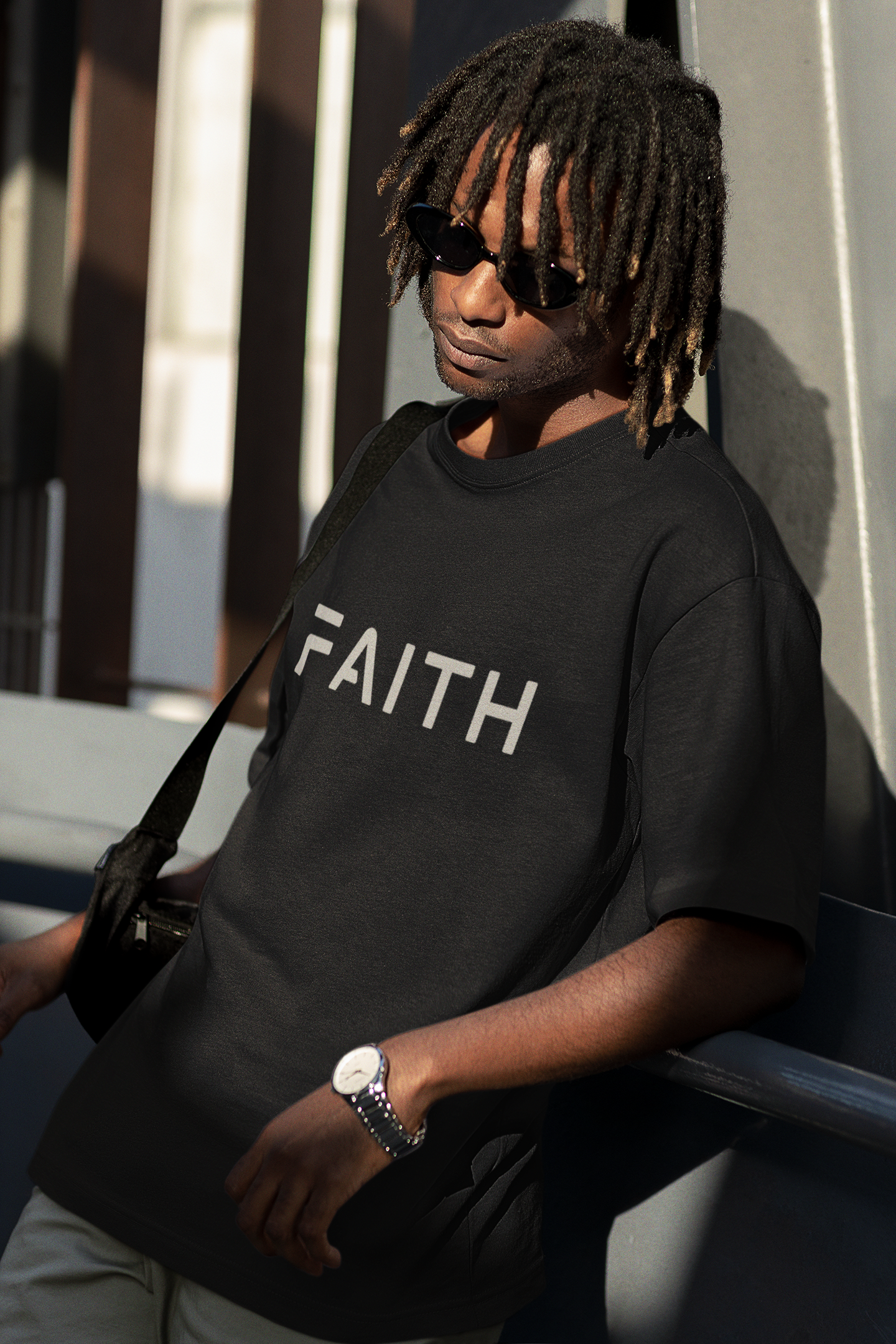 FAITH Oversized Tee — Men's Minimalist Christian Graphic T-Shirt FAITH Oversized Tee — Men's Minimalist Christian Graphic T-Shirt