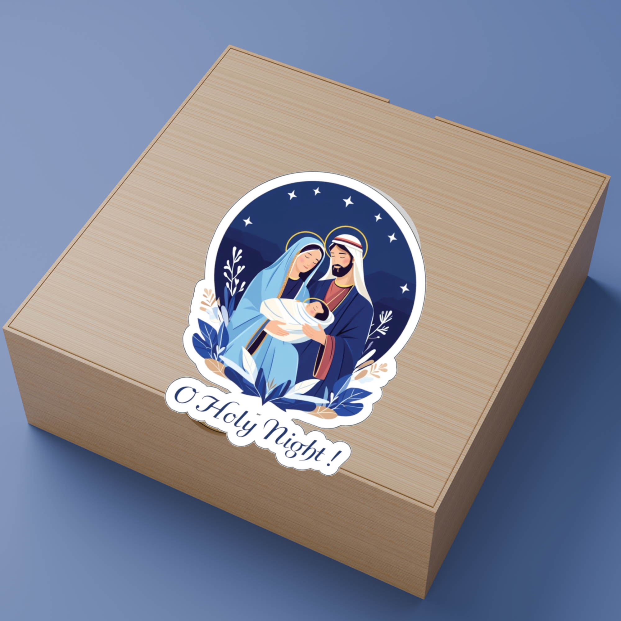 O Holy Night Sticker , Nativity Scene Mary &amp; Joseph Christmas Faith Vinyl Sticker