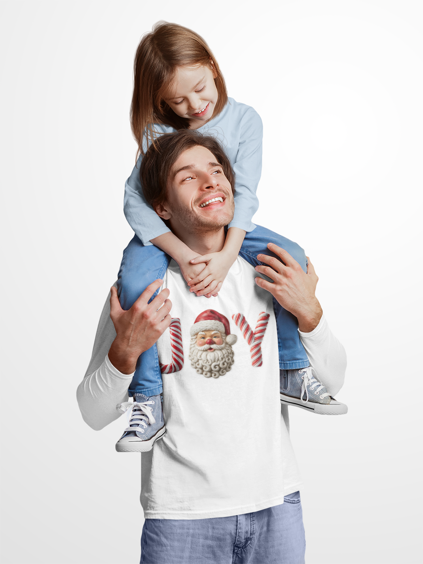 Christmas Joy Long Sleeve Tee — Santa Candy Cane Holiday Shirt product thumbnail image