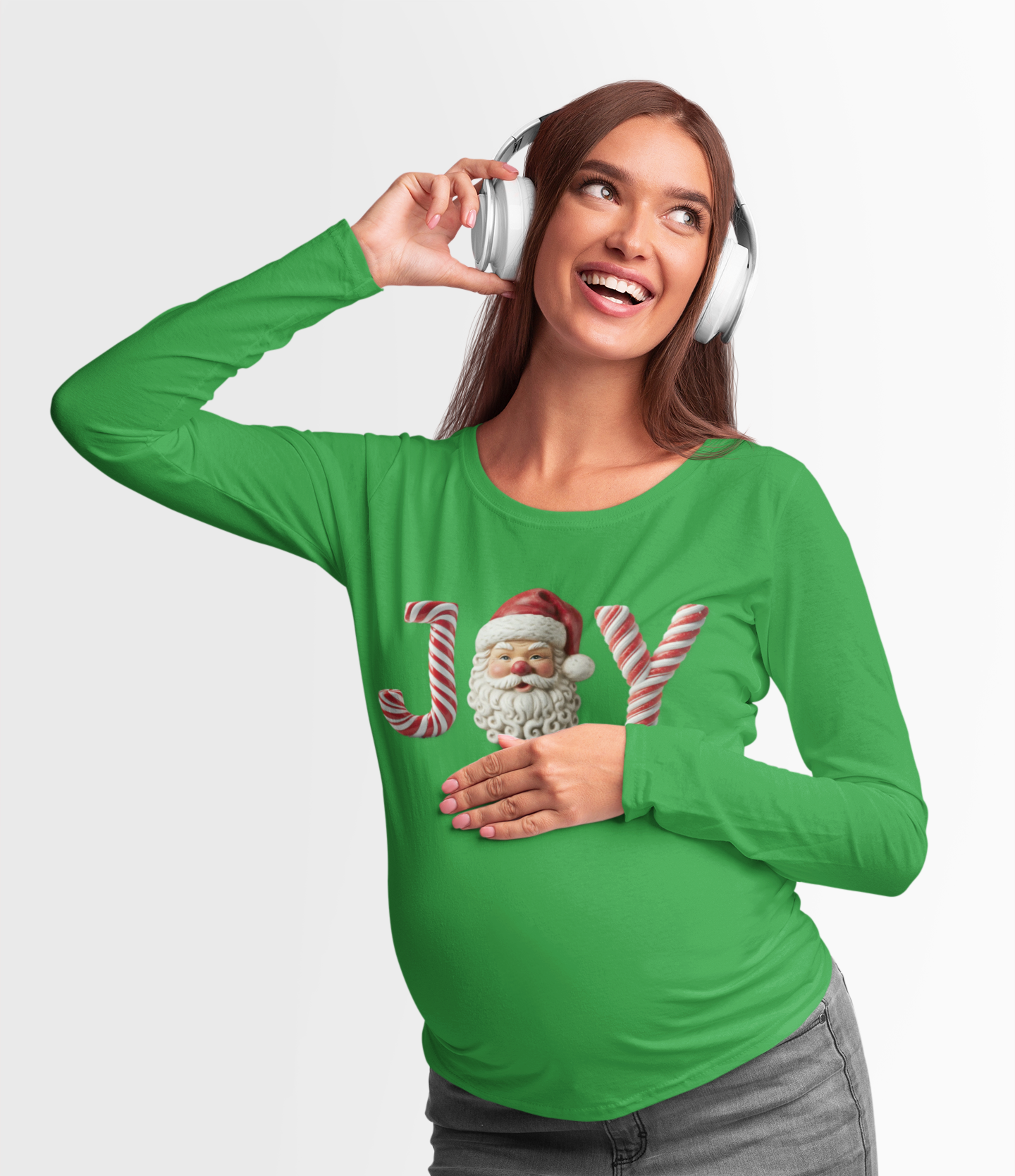 Christmas Joy Long Sleeve Tee — Santa Candy Cane Holiday Shirt product thumbnail image