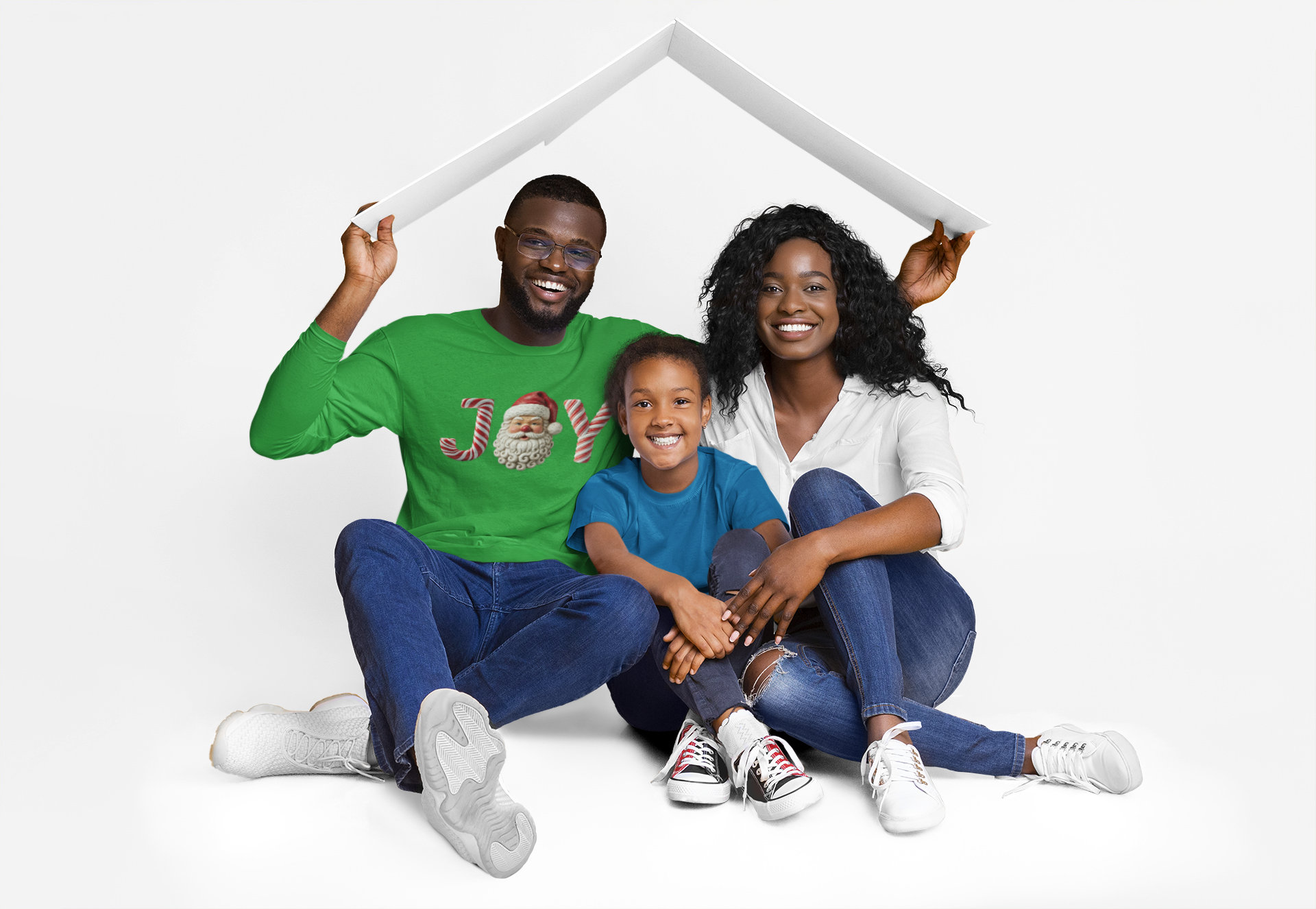 Christmas Joy Long Sleeve Tee — Santa Candy Cane Holiday Shirt product thumbnail image