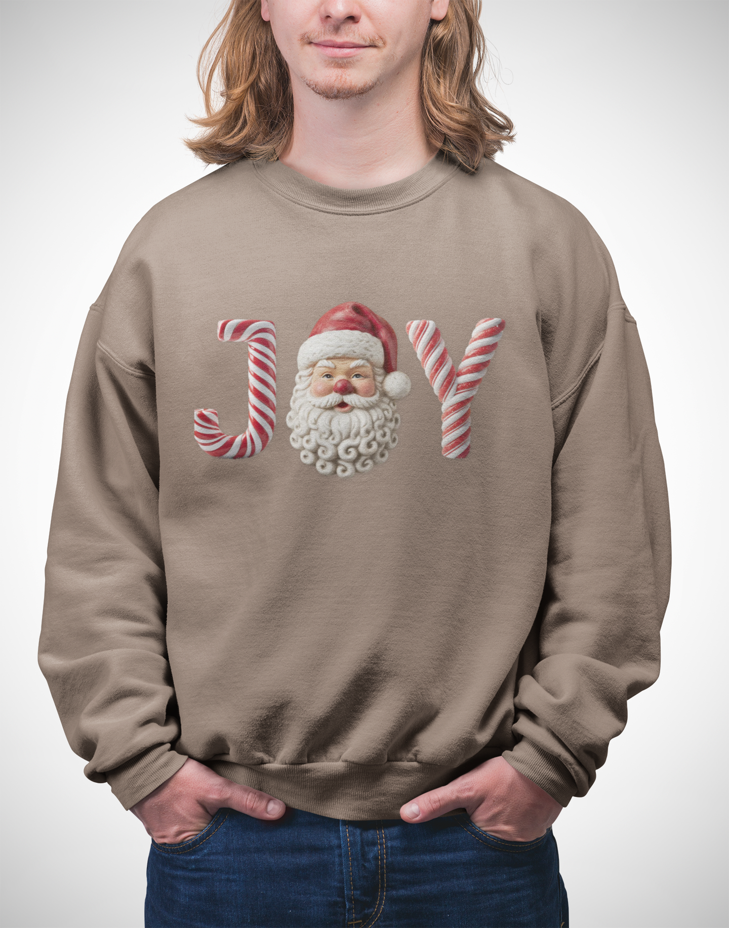 Joy Santa Candy Cane Sweatshirt — Christmas Holiday Crewneck product thumbnail image