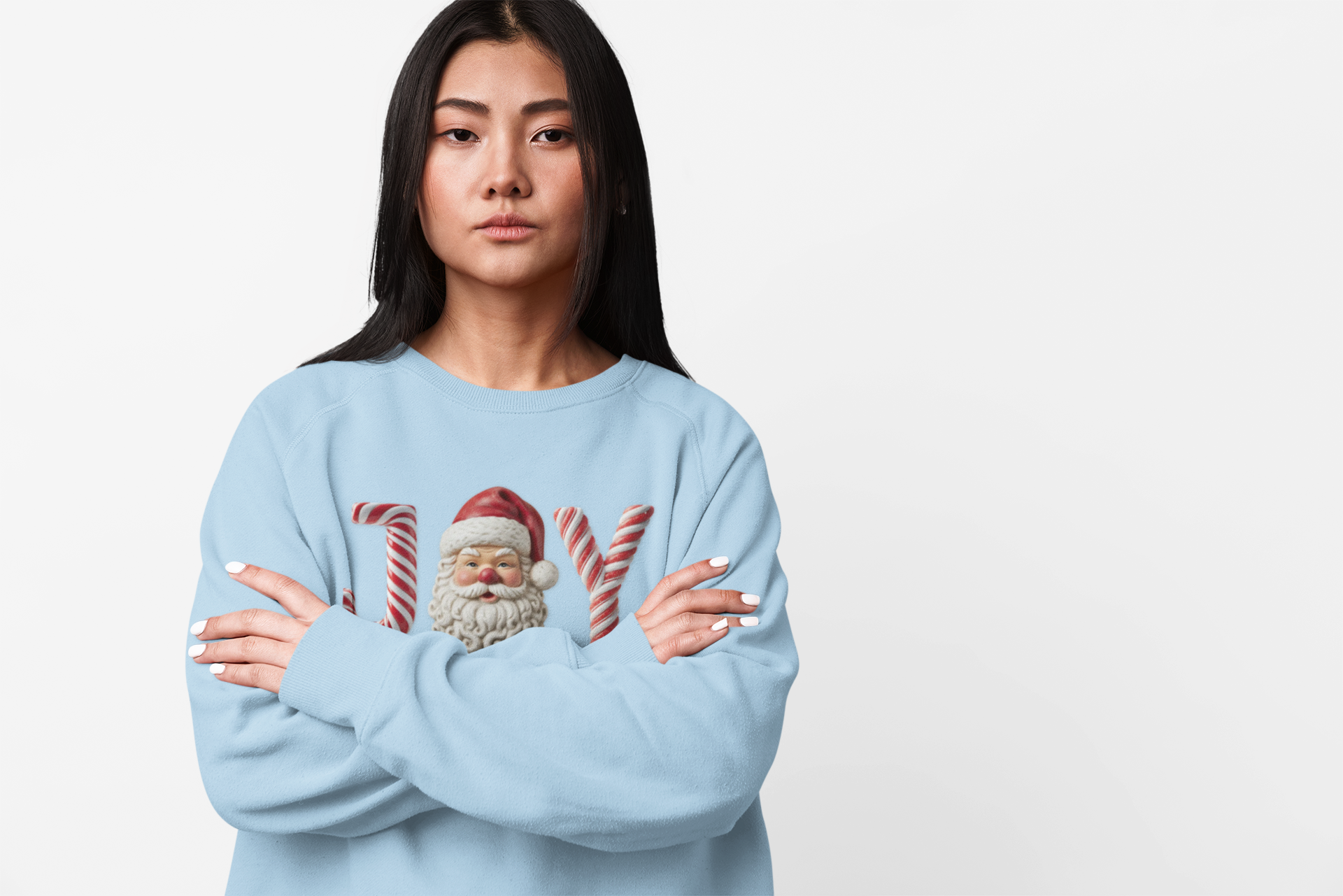 Joy Santa Candy Cane Sweatshirt — Christmas Holiday Crewneck product thumbnail image Joy Santa Candy Cane Sweatshirt — Christmas Holiday Crewneck product thumbnail image