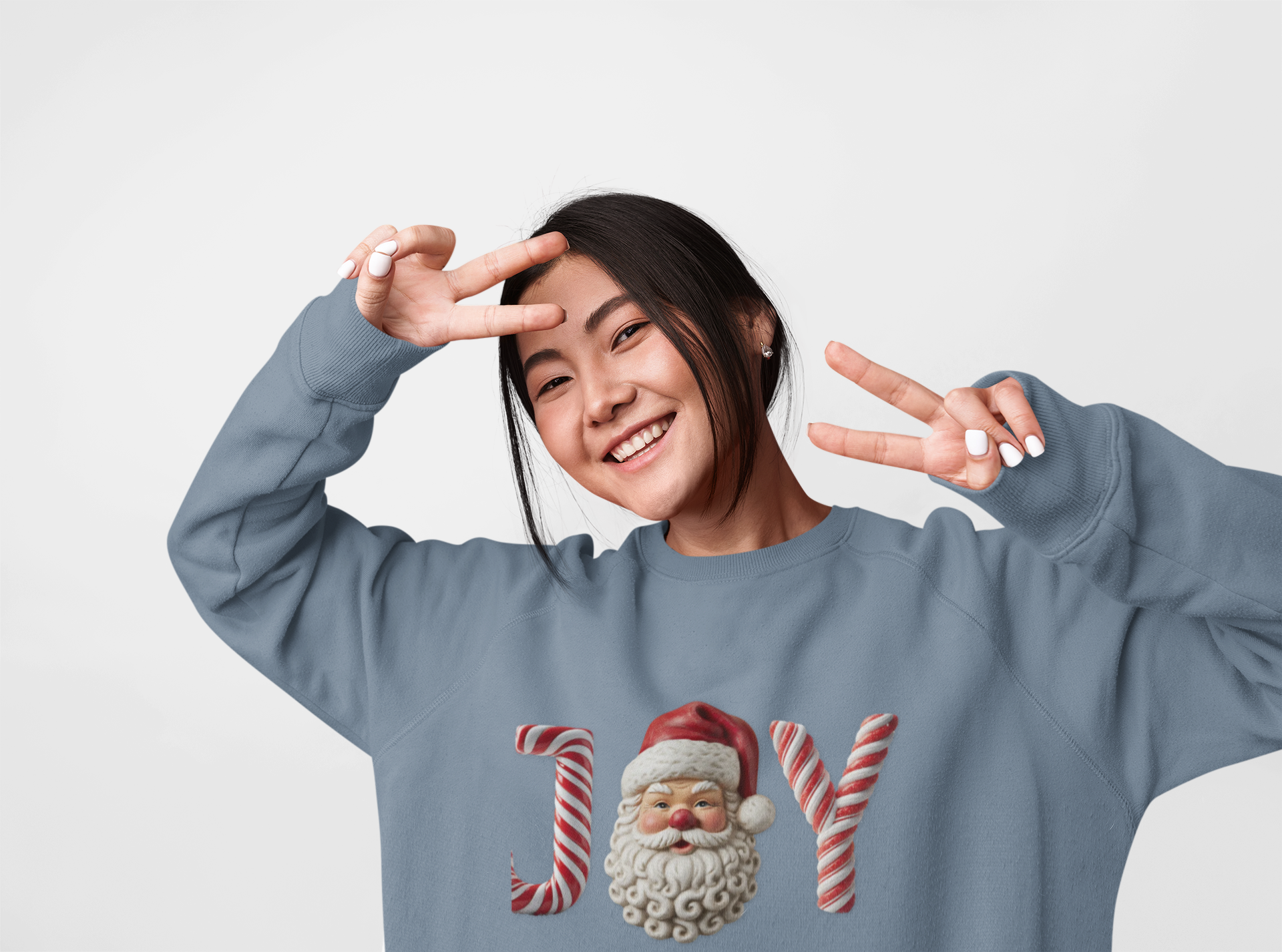 Joy Santa Candy Cane Sweatshirt — Christmas Holiday Crewneck