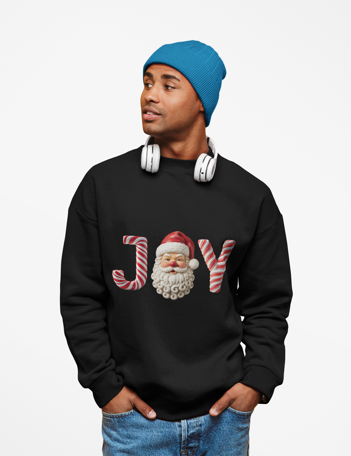 Joy Santa Candy Cane Sweatshirt — Christmas Holiday Crewneck product thumbnail image Joy Santa Candy Cane Sweatshirt — Christmas Holiday Crewneck product thumbnail image