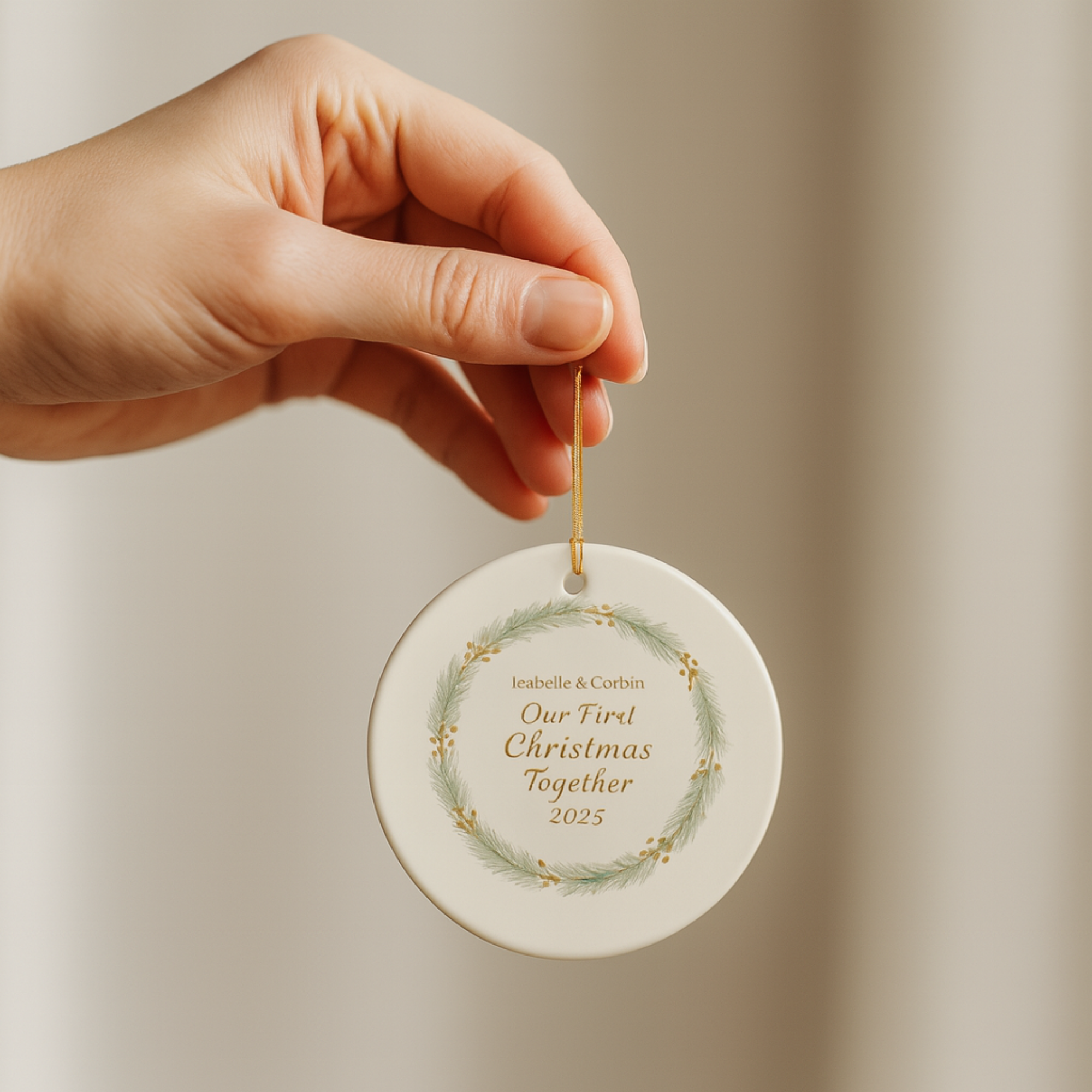 Our First Christmas Together Ornament 2025 Personalized Couple Name Ornament Custom Engagement Gift Newlywed Keepsake First Christmas as a Couple Ceramic Holiday Decor product thumbnail image