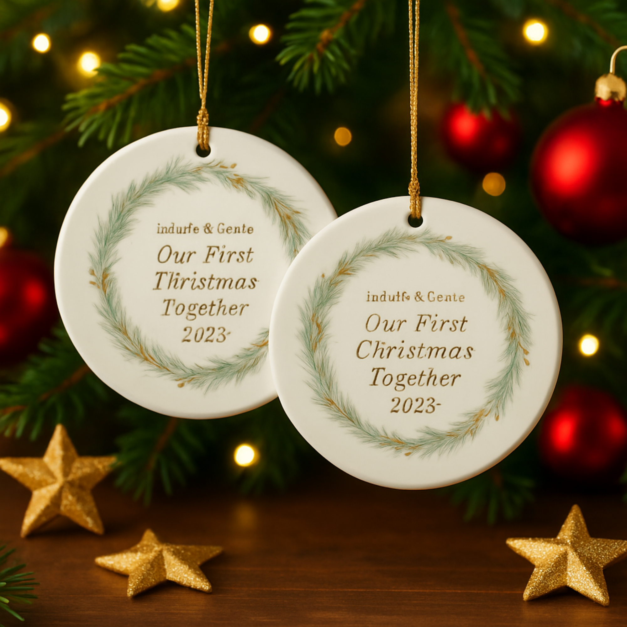 Our First Christmas Together Ornament 2025 Personalized Couple Name Ornament Custom Engagement Gift Newlywed Keepsake First Christmas as a Couple Ceramic Holiday Decor product thumbnail image