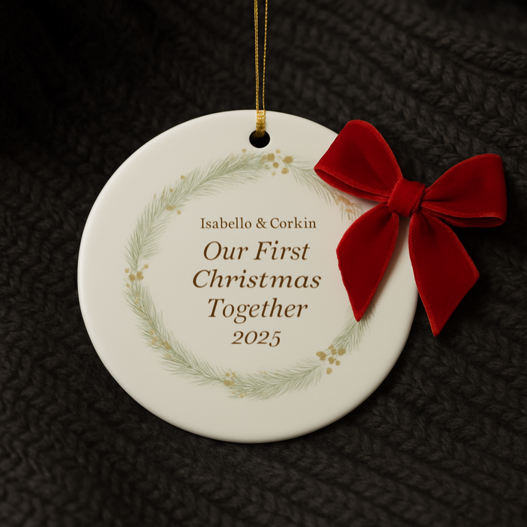 Our First Christmas Together Ornament 2025 Personalized Couple Name Ornament Custom Engagement Gift Newlywed Keepsake First Christmas as a Couple Ceramic Holiday Decor product thumbnail image