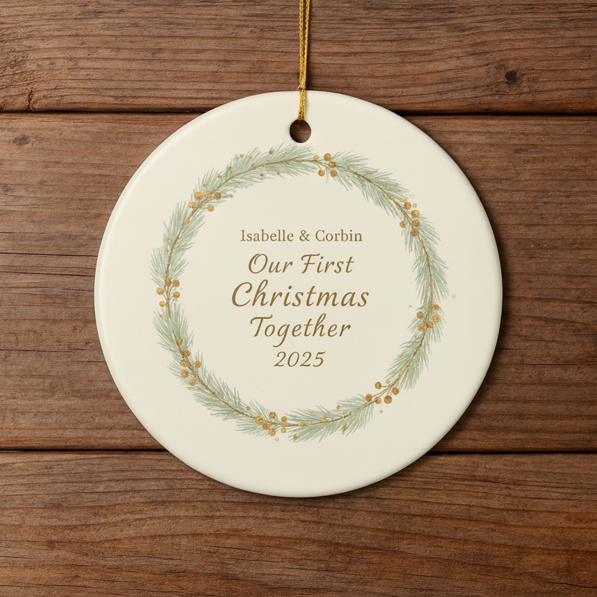 Our First Christmas Together Ornament 2025 Personalized Couple Name Ornament Custom Engagement Gift Newlywed Keepsake First Christmas as a Couple Ceramic Holiday Decor product thumbnail image