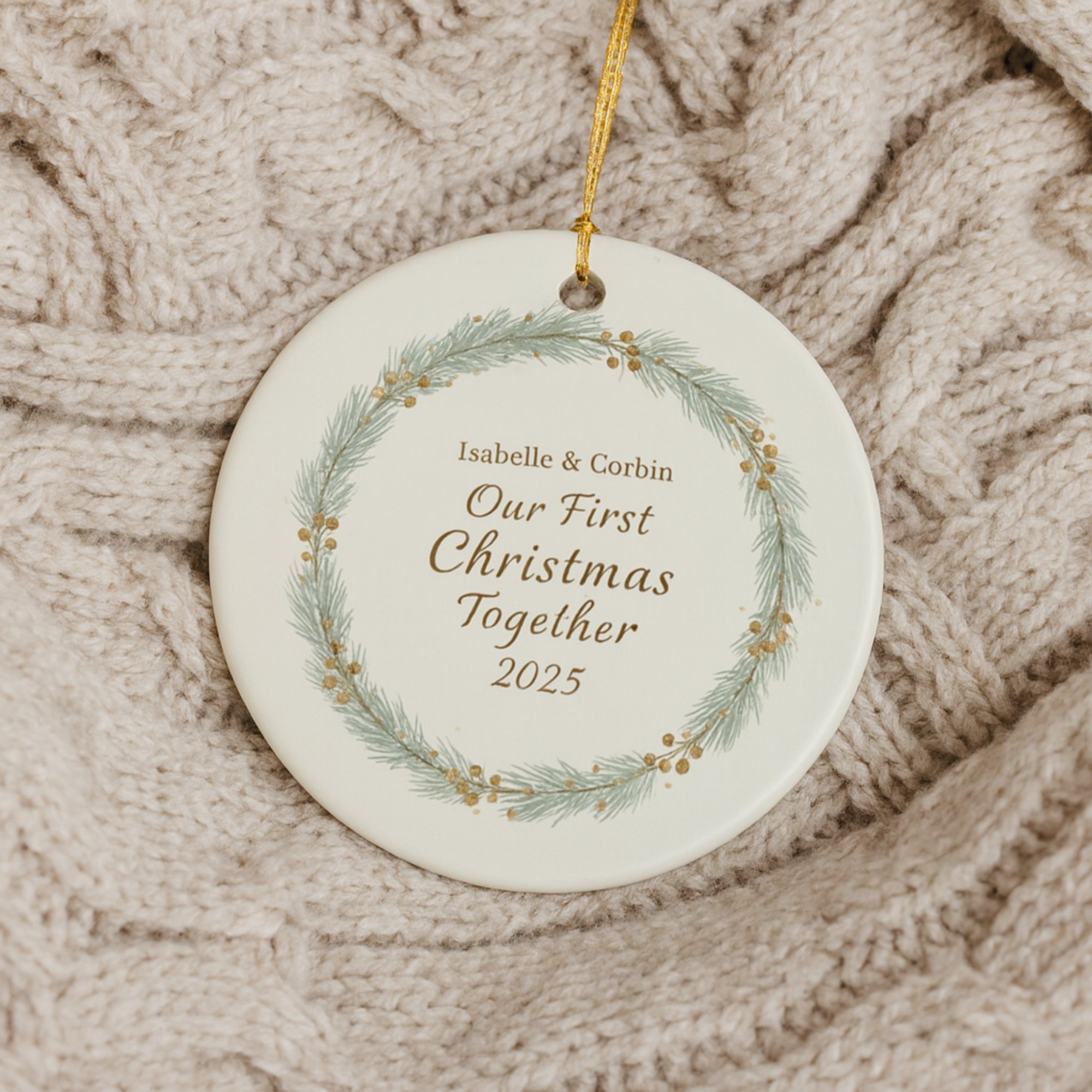 Our First Christmas Together Ornament 2025 Personalized Couple Name Ornament Custom Engagement Gift Newlywed Keepsake First Christmas as a Couple Ceramic Holiday Decor product thumbnail image