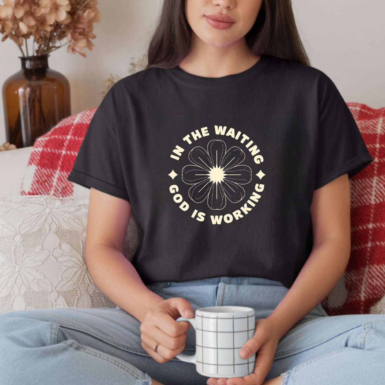 In the Waiting God Is Working Christian Gildan Unisex T-shirt | Women’s Faith Graphic Tee product thumbnail image
