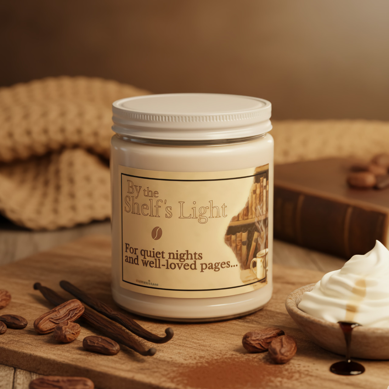 "By the Shelf’s Light" Vanilla Bean Scented Soy Wax Candle – 9oz – Cozy Fall Reading Scent – 50-60 Hour Burn – Reusable Glass Jar product thumbnail image "By the Shelf’s Light" Vanilla Bean Scented Soy Wax Candle – 9oz – Cozy Fall Reading Scent – 50-60 Hour Burn – Reusable Glass Jar product thumbnail image