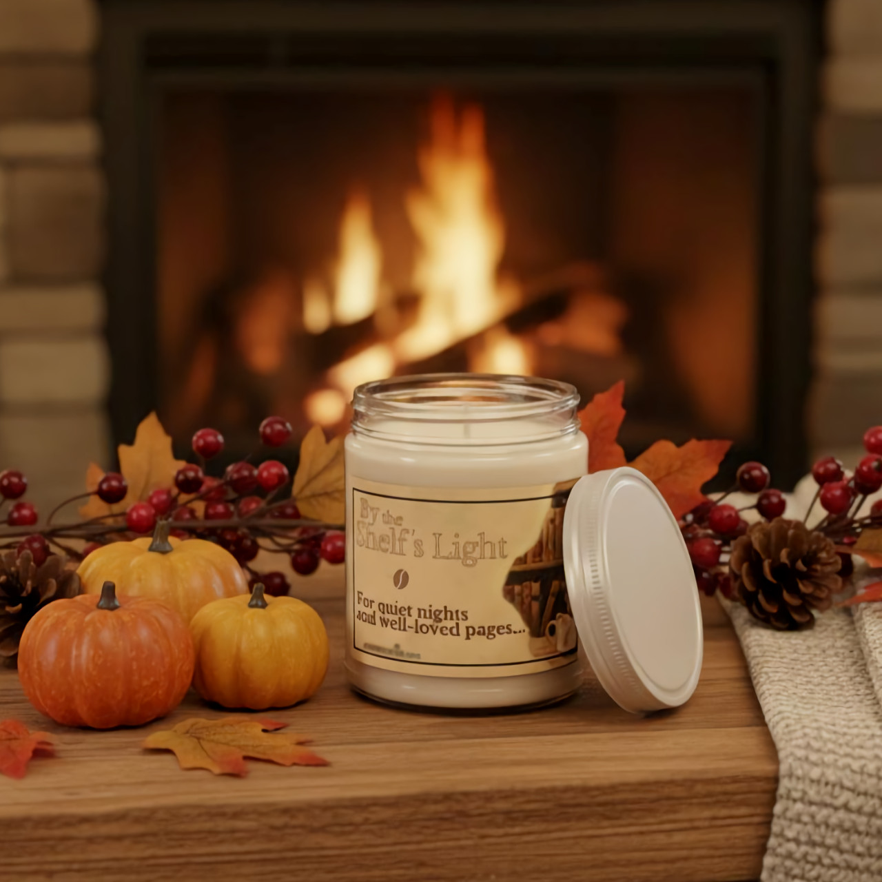 "By the Shelf’s Light" Vanilla Bean Scented Soy Wax Candle – 9oz – Cozy Fall Reading Scent – 50-60 Hour Burn – Reusable Glass Jar product thumbnail image "By the Shelf’s Light" Vanilla Bean Scented Soy Wax Candle – 9oz – Cozy Fall Reading Scent – 50-60 Hour Burn – Reusable Glass Jar product thumbnail image