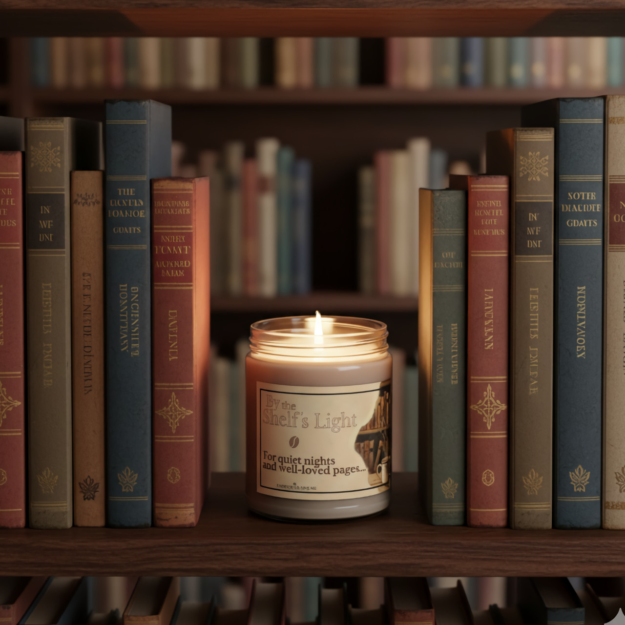 "By the Shelf’s Light" Vanilla Bean Scented Soy Wax Candle – 9oz – Cozy Fall Reading Scent – 50-60 Hour Burn – Reusable Glass Jar product thumbnail image "By the Shelf’s Light" Vanilla Bean Scented Soy Wax Candle – 9oz – Cozy Fall Reading Scent – 50-60 Hour Burn – Reusable Glass Jar product thumbnail image