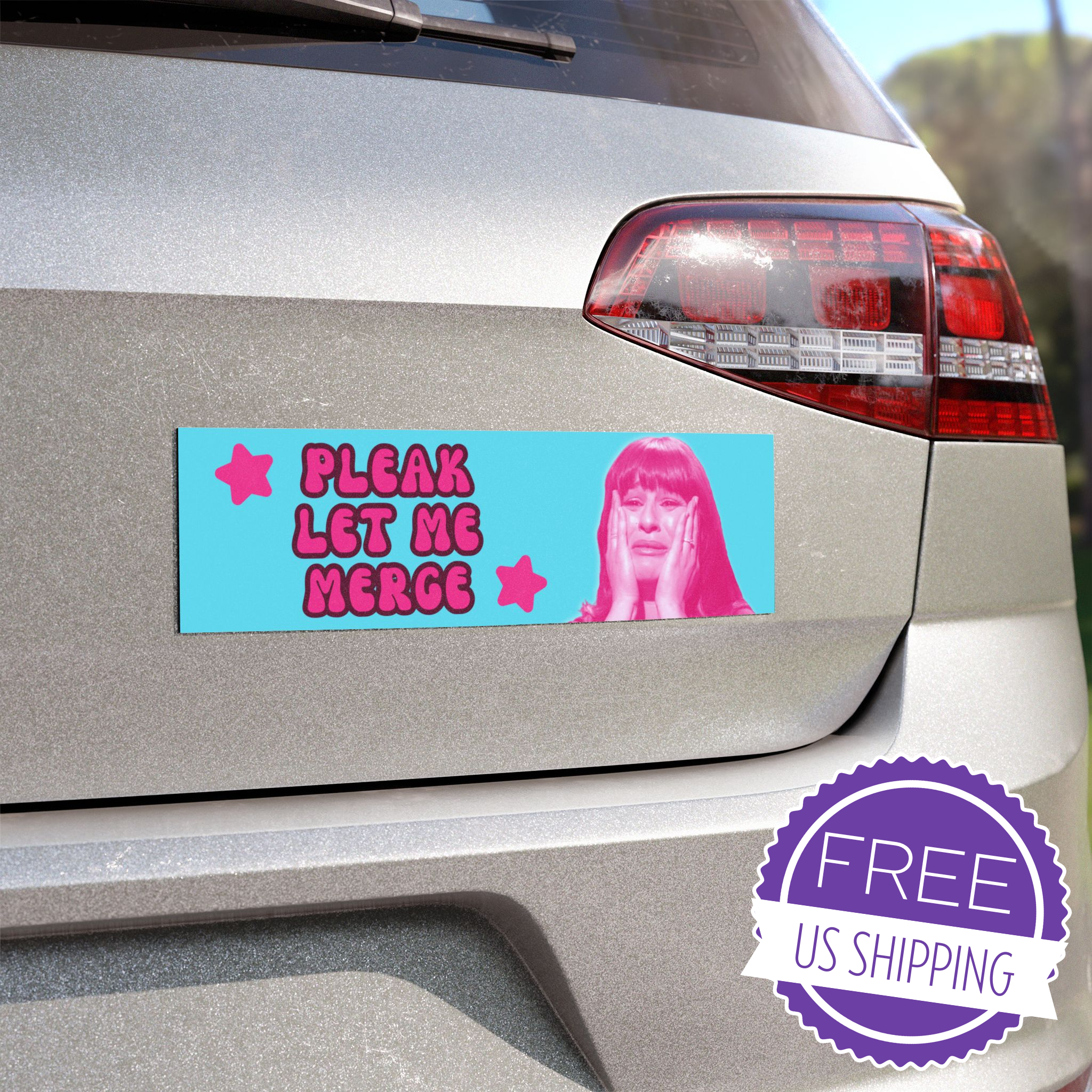 Pleak Let Me Merge | Funny Car Magnet | Glee | Rachel Berry Quote | Free US Shipping