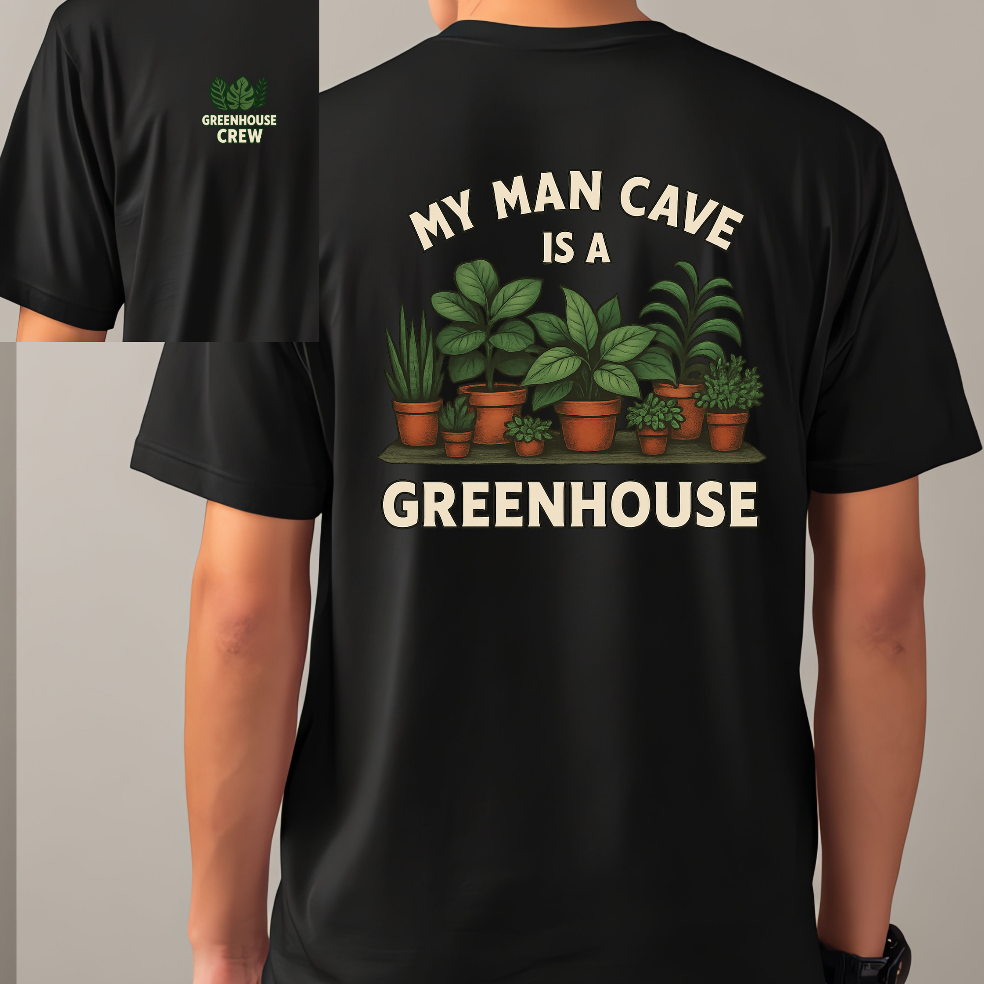 Men's Plant Lover Tee — "My Man Cave Is A Greenhouse" product thumbnail image