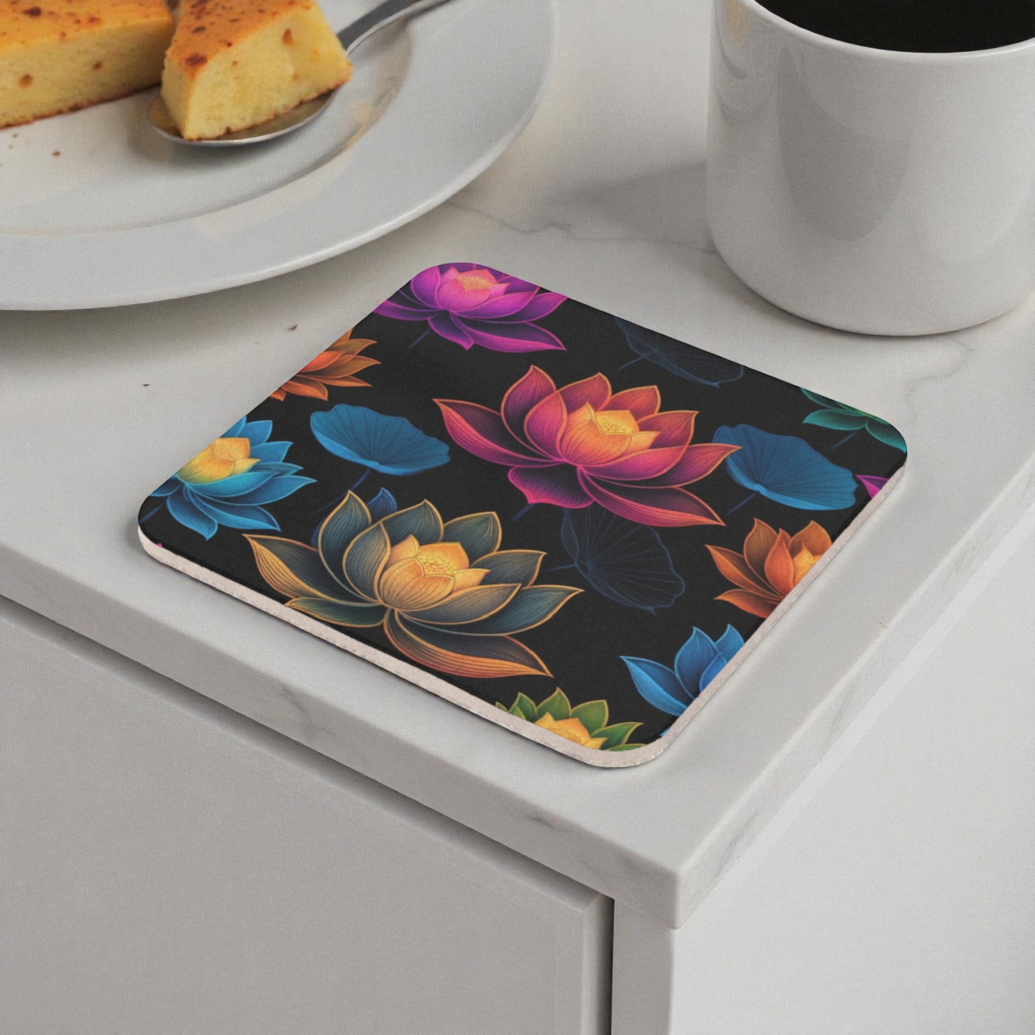 Radiant Night Petals Cork Back Coaster