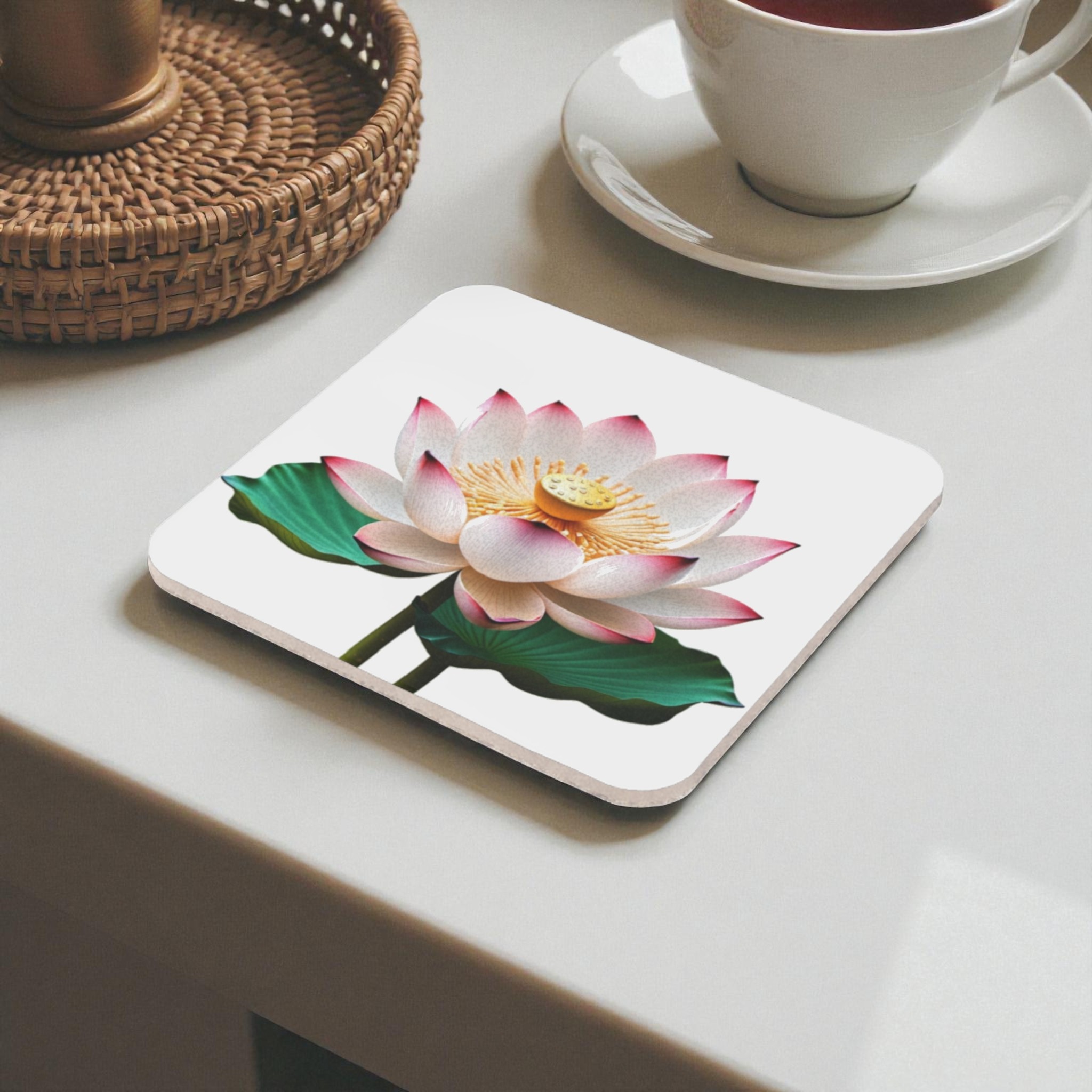 Tranquil Lotus Flower Cork Back Coaster