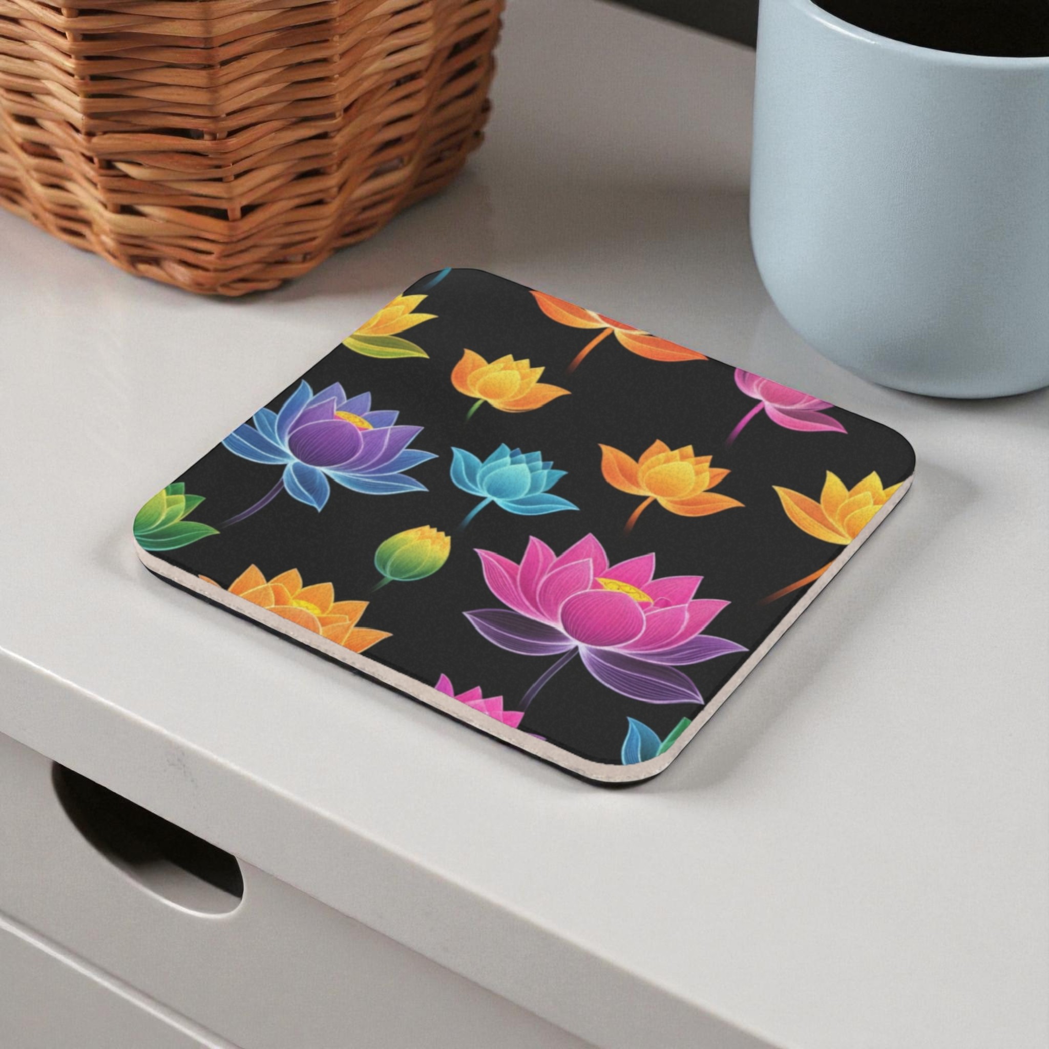 Mystic Lotus Garden Cork Back Coaster