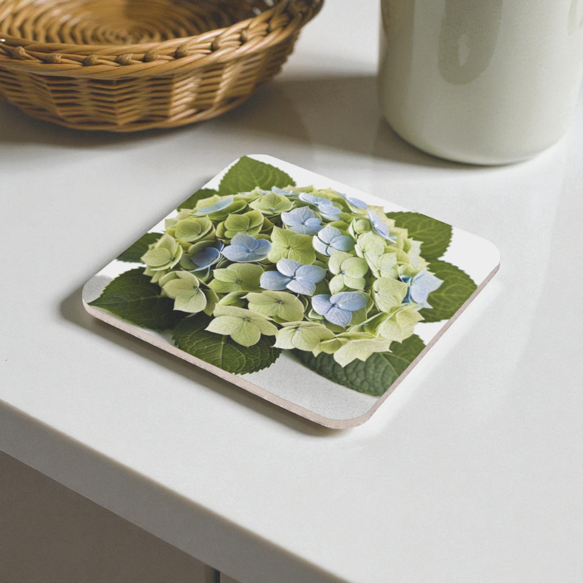 Blue Bloom Hydrangea Cork Back Coaster
