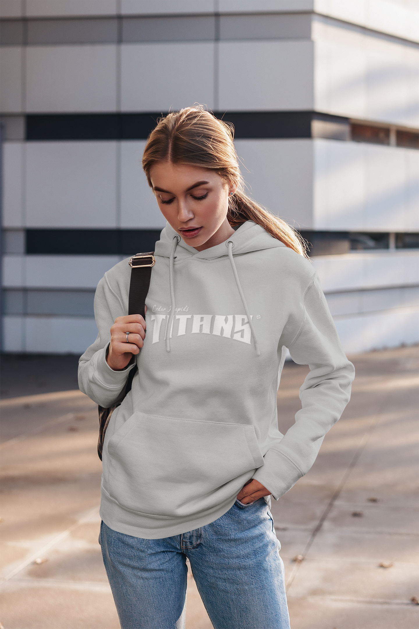 Cedar Rapids Titans Champion Hoodie — Classic Pullover with White Sentia Styles Logo