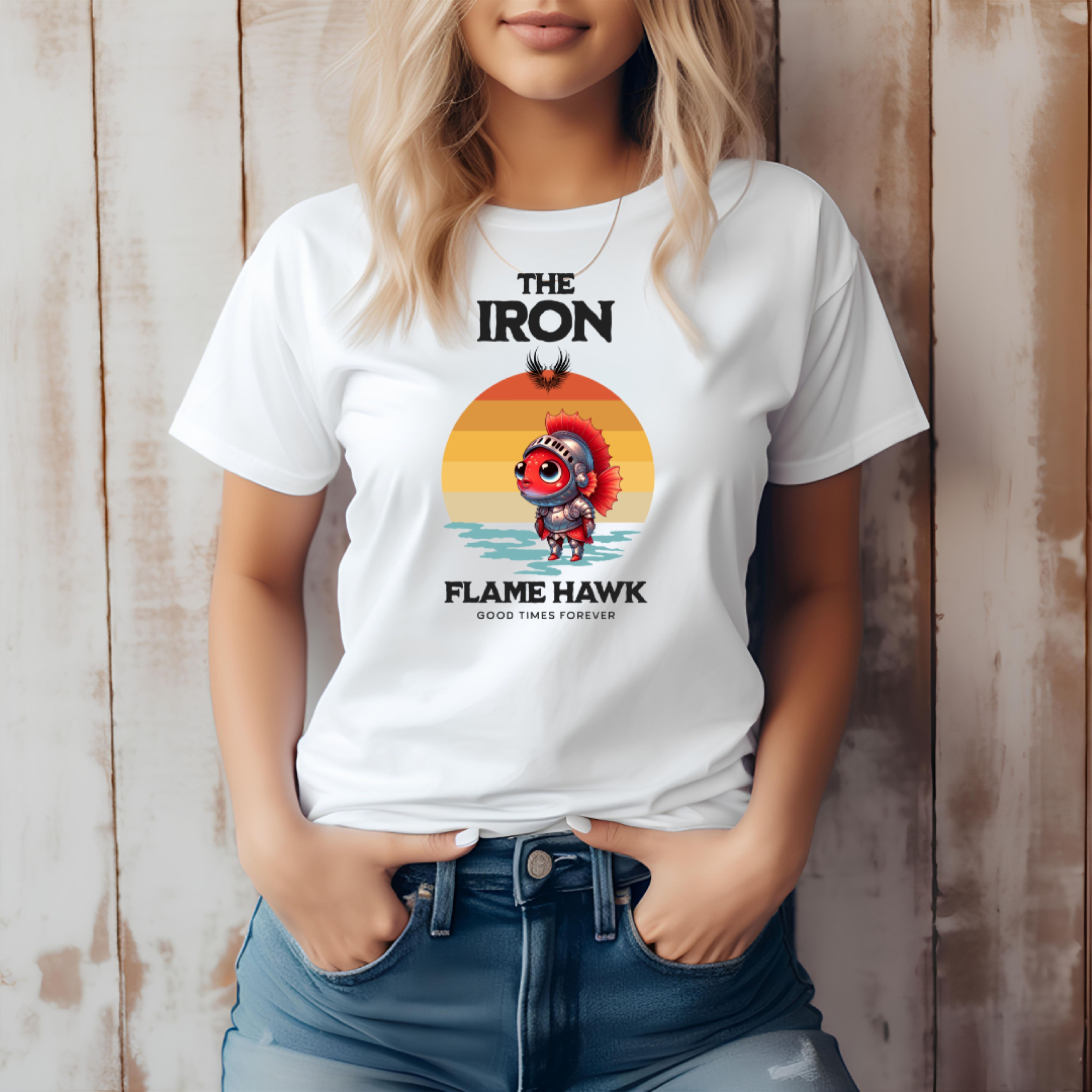 The Iron Flame Hawk Funny Fish T Shirt, Parody Art Tee, Flame Hawkfish Spoof Shirt, Comic Style Graphic, Comical Fish Artwork product thumbnail image The Iron Flame Hawk Funny Fish T Shirt, Parody Art Tee, Flame Hawkfish Spoof Shirt, Comic Style Graphic, Comical Fish Artwork product thumbnail image