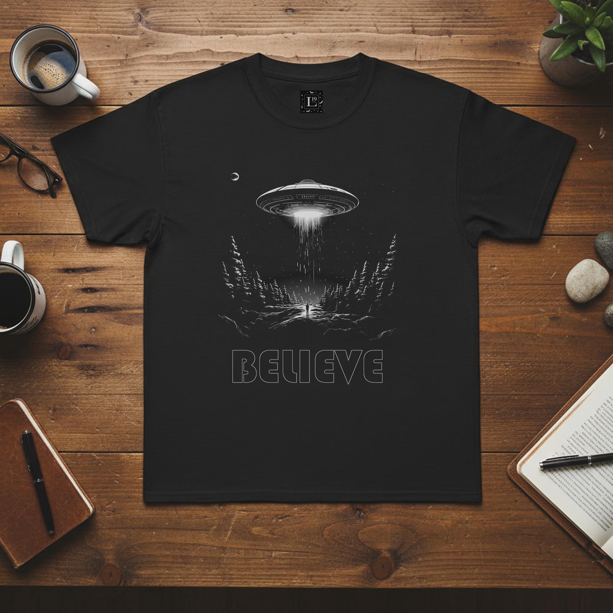 UFO Believe Shirt | Alien Abduction Retro Sci-Fi Graphic T-Shirt, Unisex Cotton Tee  product thumbnail image