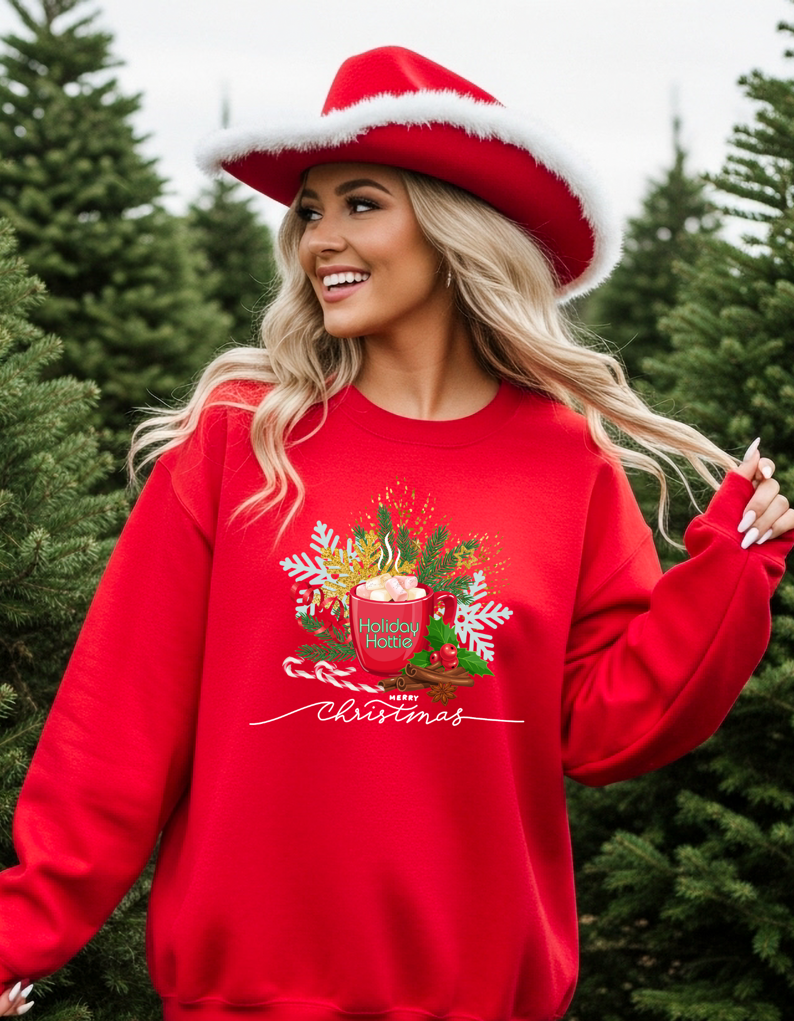 Holiday Hottie  — Festive Hot Chocolate Inspired Holiday Sweatshirt