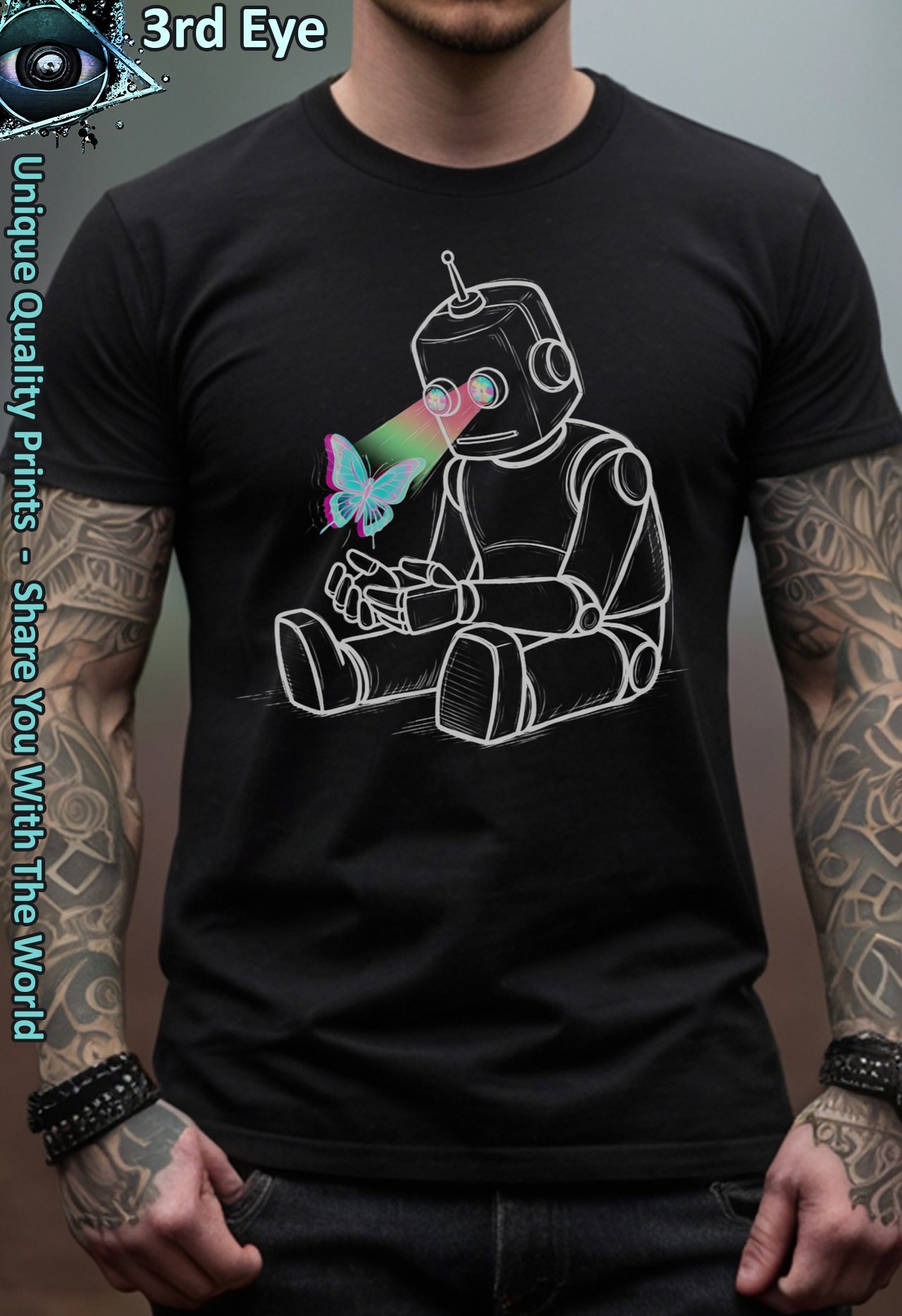 Vintage Robot Butterfly Hologram Graphic Retro Y2K Tech Design Vintage Robot Butterfly Hologram Graphic Retro Y2K Tech Design