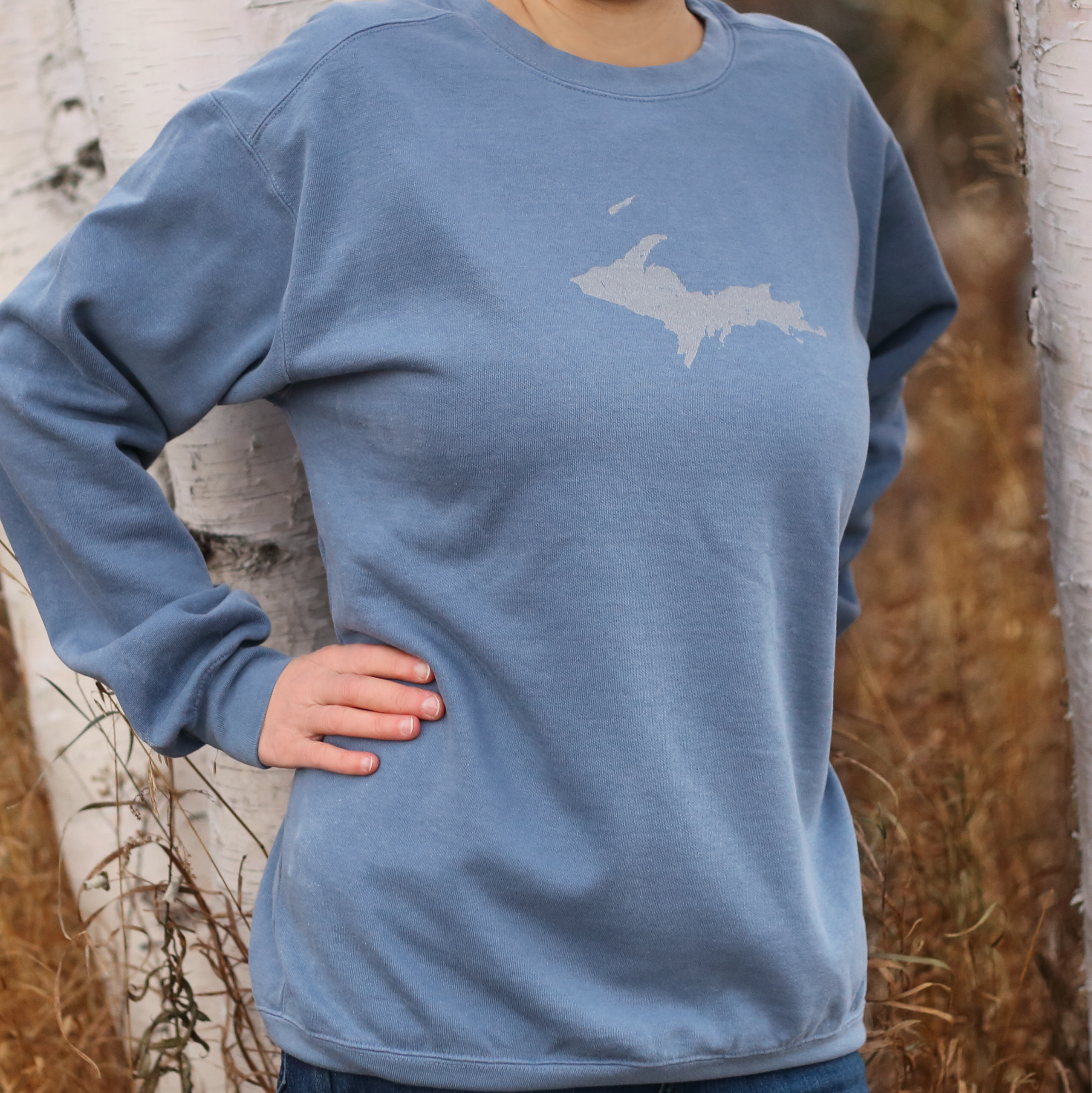 UP Map Sweatshirt | Garment-Dyed Comfort Colors® 1566 | Unisex Sizing | Upper Peninsula Apparel | Yooper Gifts product thumbnail image