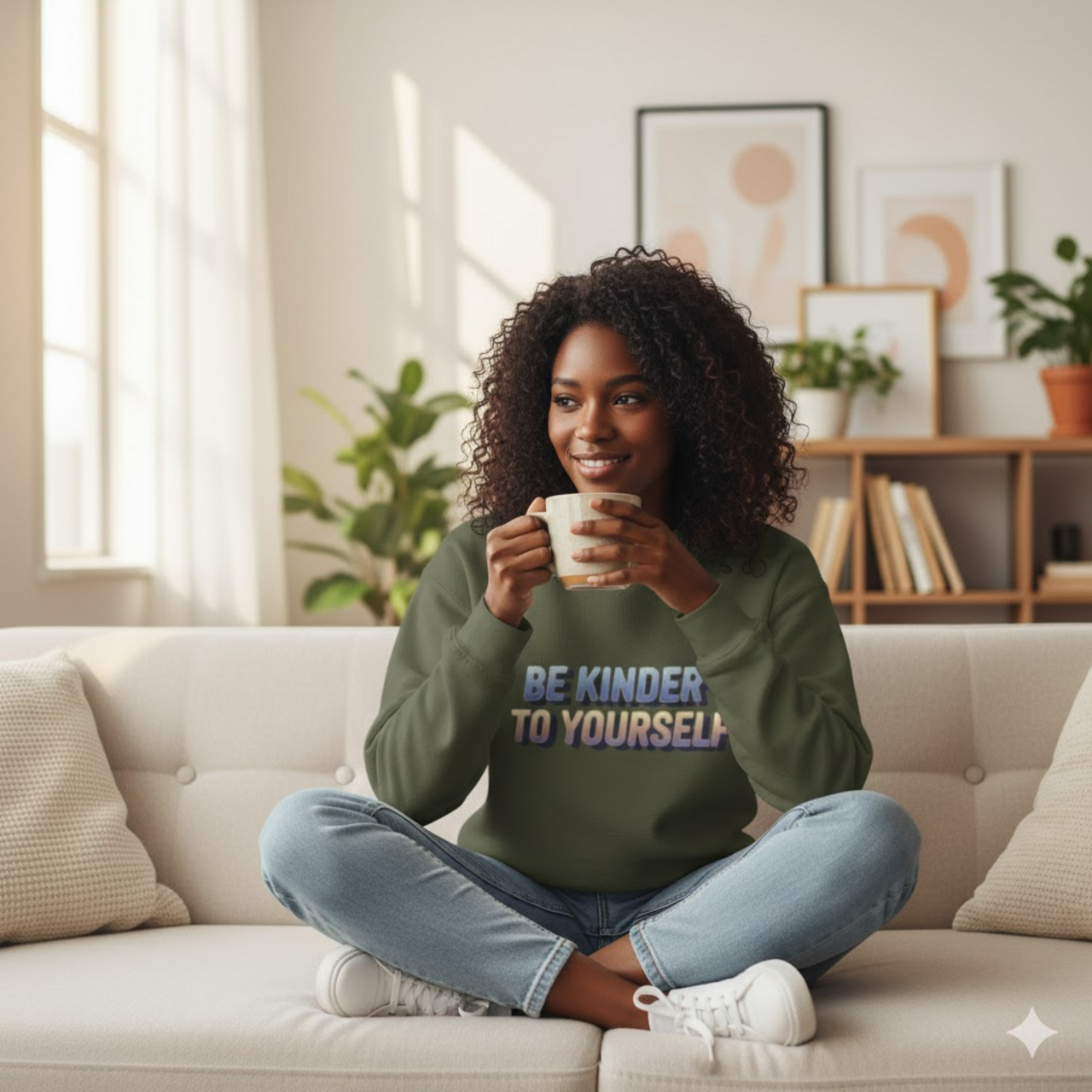 Be Kinder To Yourself Sweatshirt — Positive Message Crewneck product thumbnail image Be Kinder To Yourself Sweatshirt — Positive Message Crewneck product thumbnail image