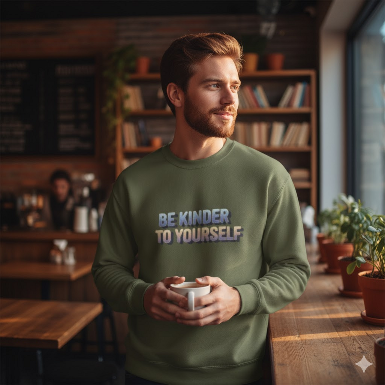 Be Kinder To Yourself Sweatshirt — Positive Message Crewneck product thumbnail image Be Kinder To Yourself Sweatshirt — Positive Message Crewneck product thumbnail image